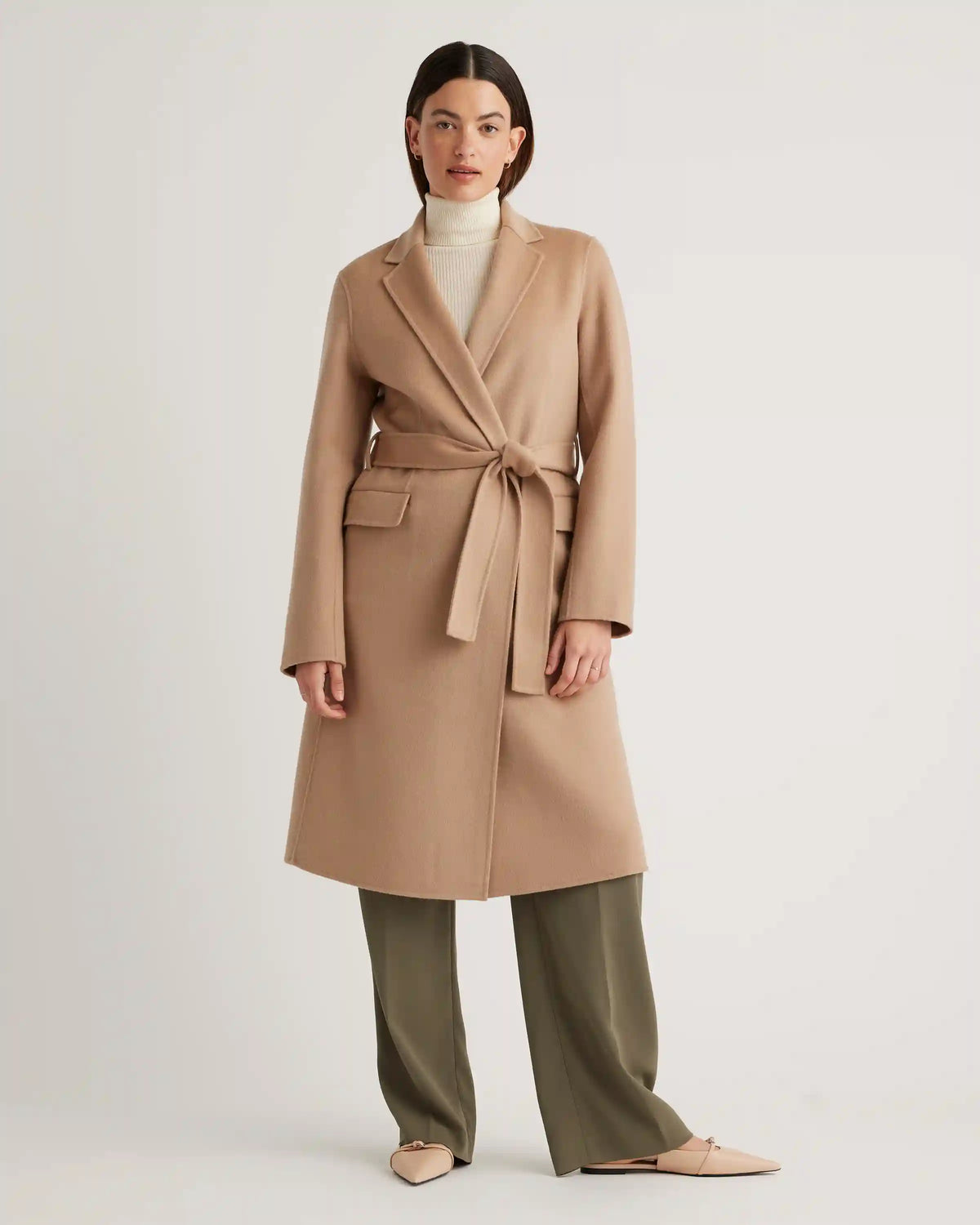 100% Mongolian Cashmere Double-Faced Wrap Coat