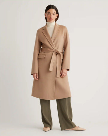 100% Mongolian Cashmere Double-Faced Wrap Coat