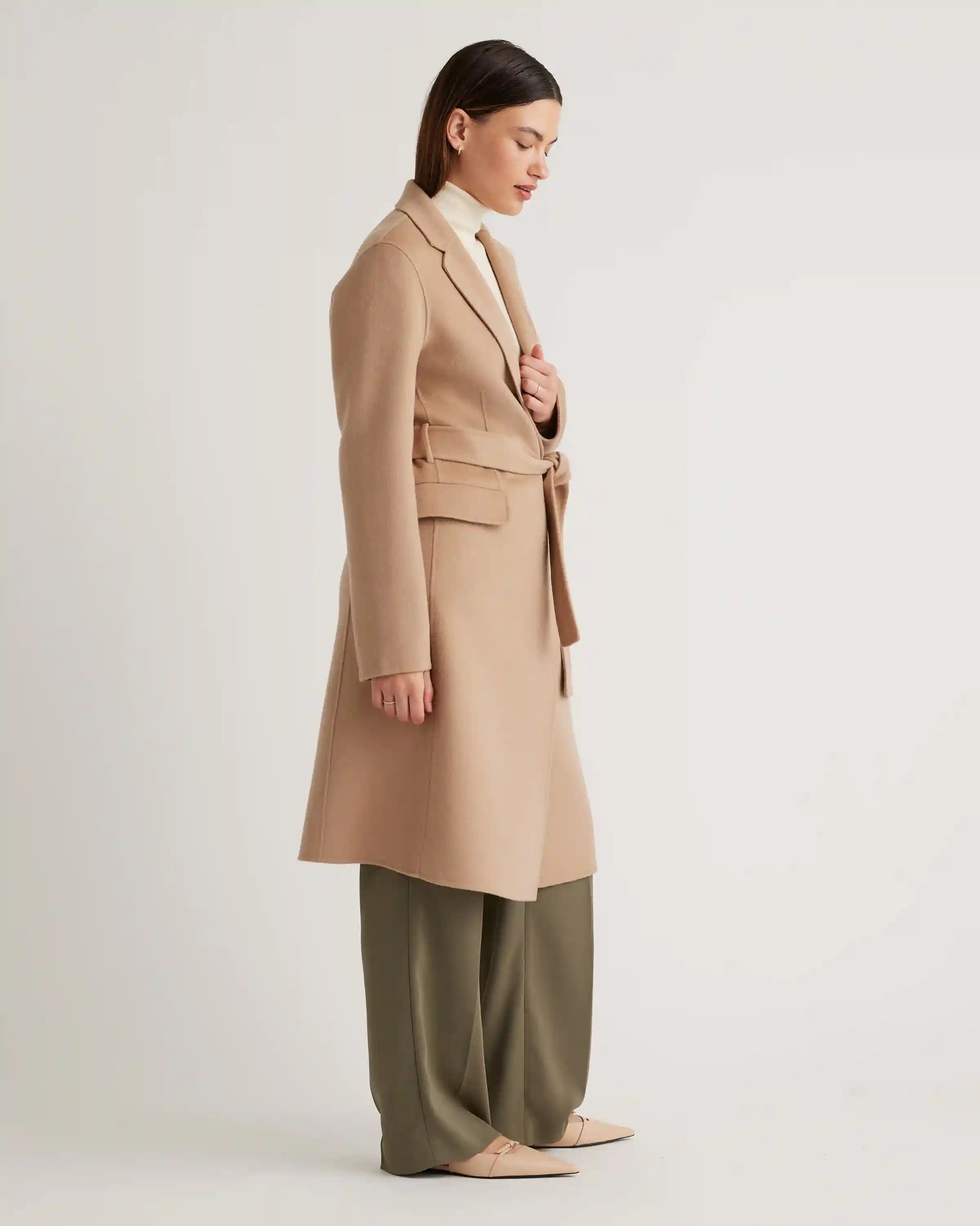 100% Mongolian Cashmere Double-Faced Wrap Coat