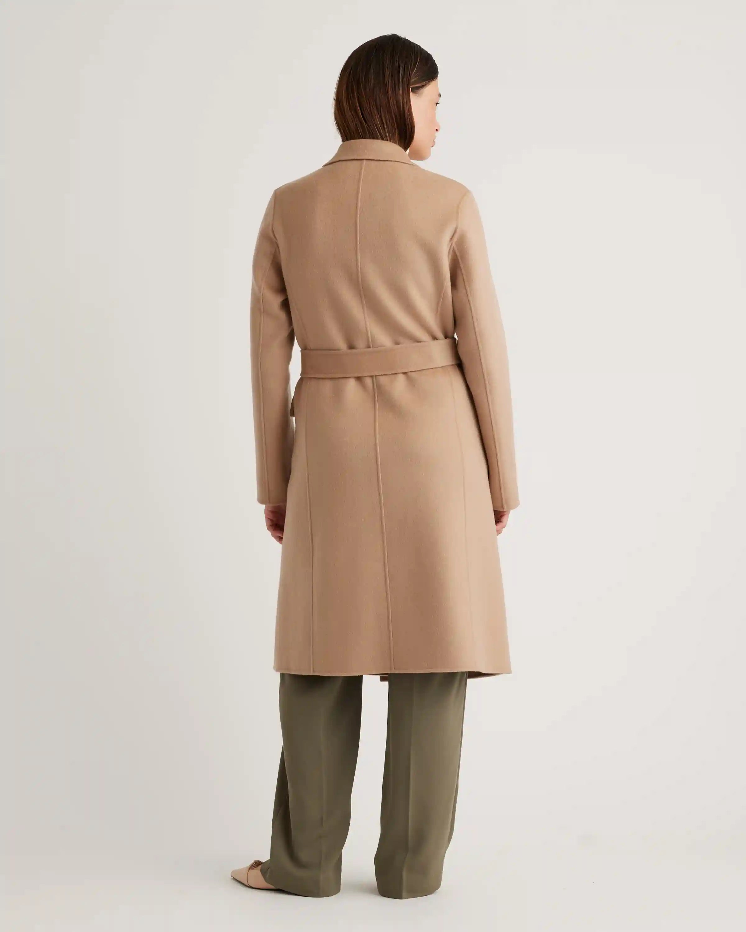 100% Mongolian Cashmere Double-Faced Wrap Coat