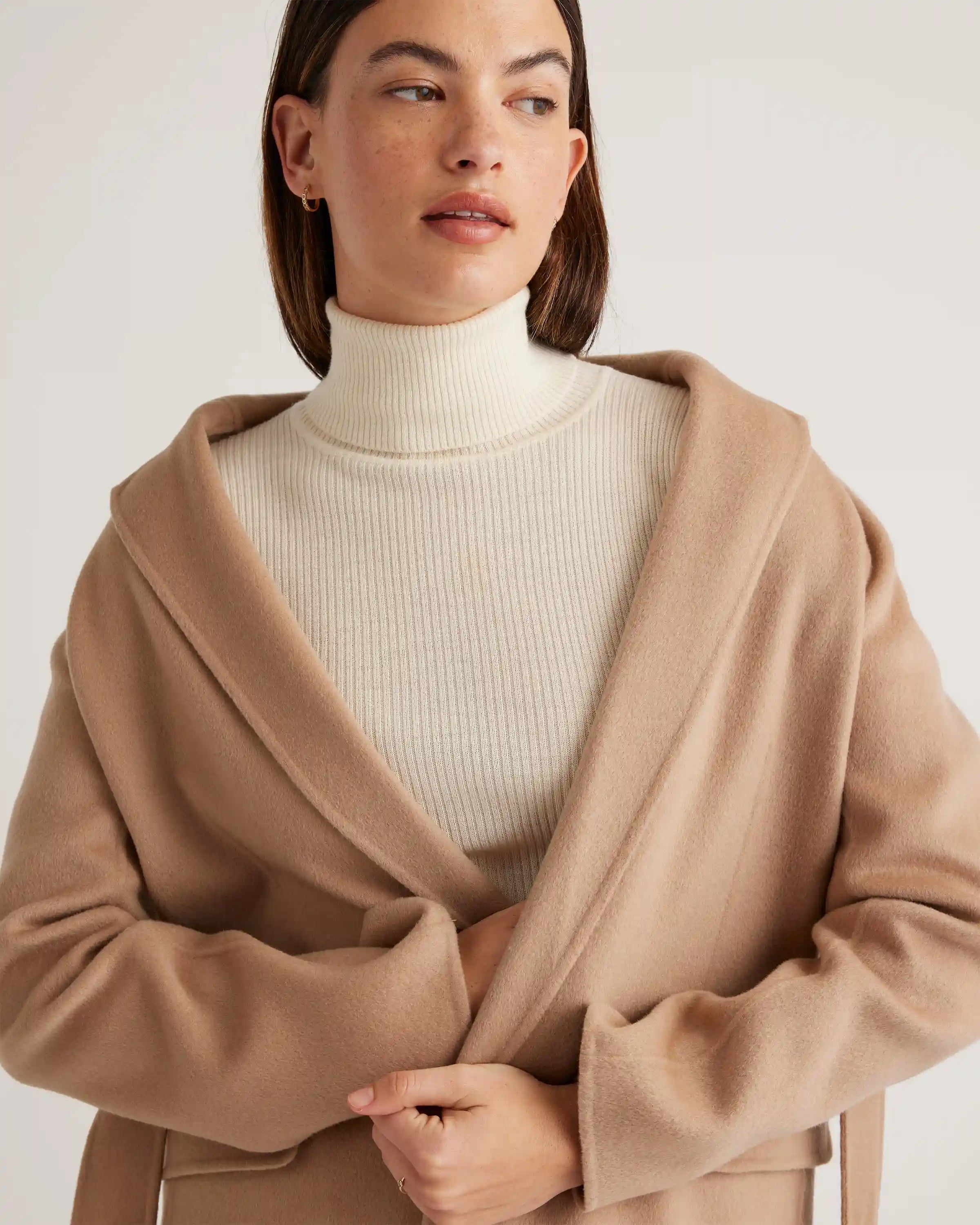 100% Mongolian Cashmere Double-Faced Wrap Coat
