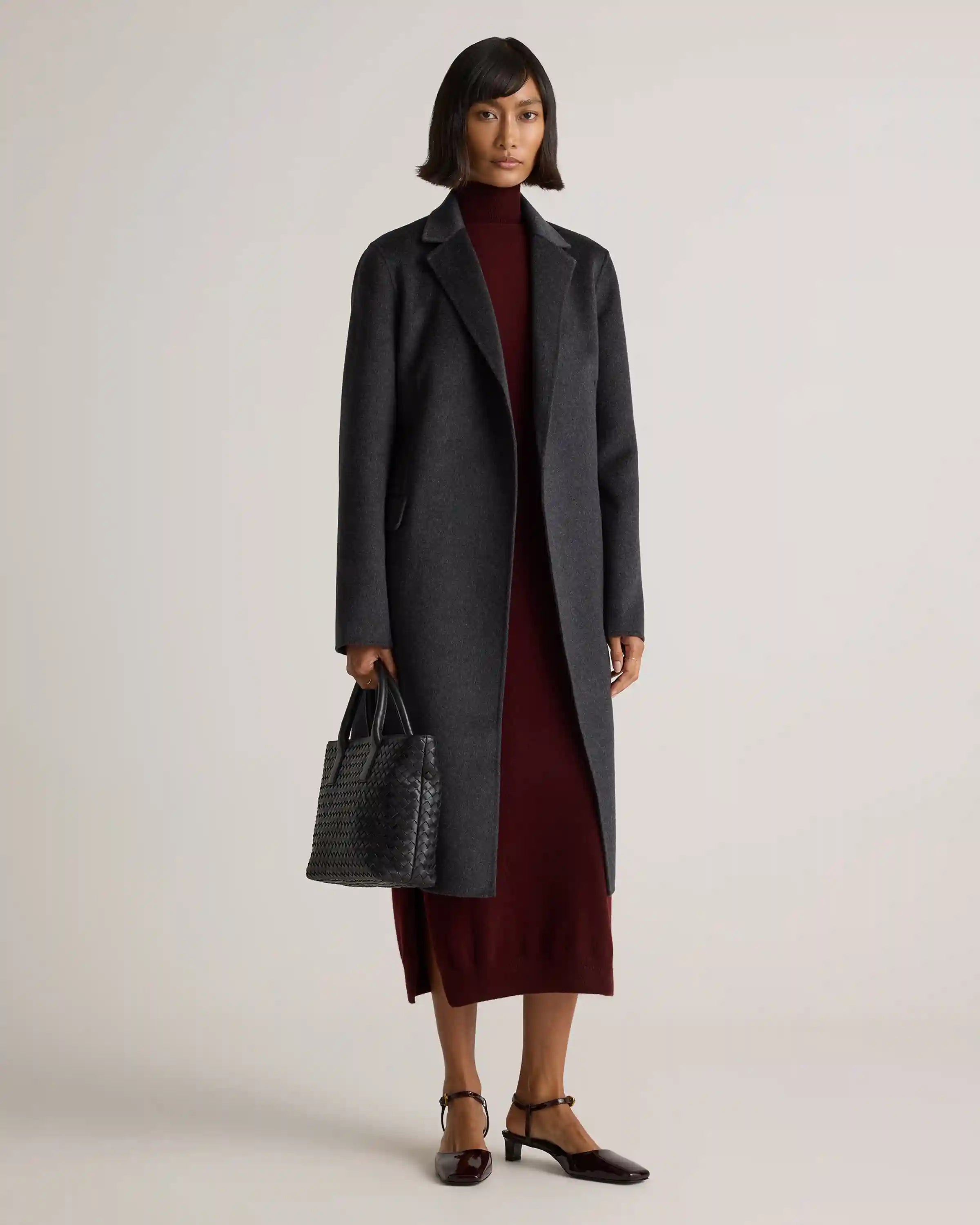 100% Mongolian Cashmere Double-Faced Wrap Coat