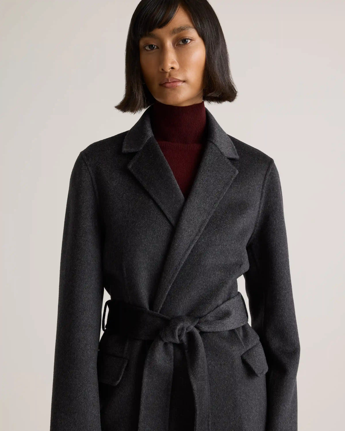 100% Mongolian Cashmere Double-Faced Wrap Coat