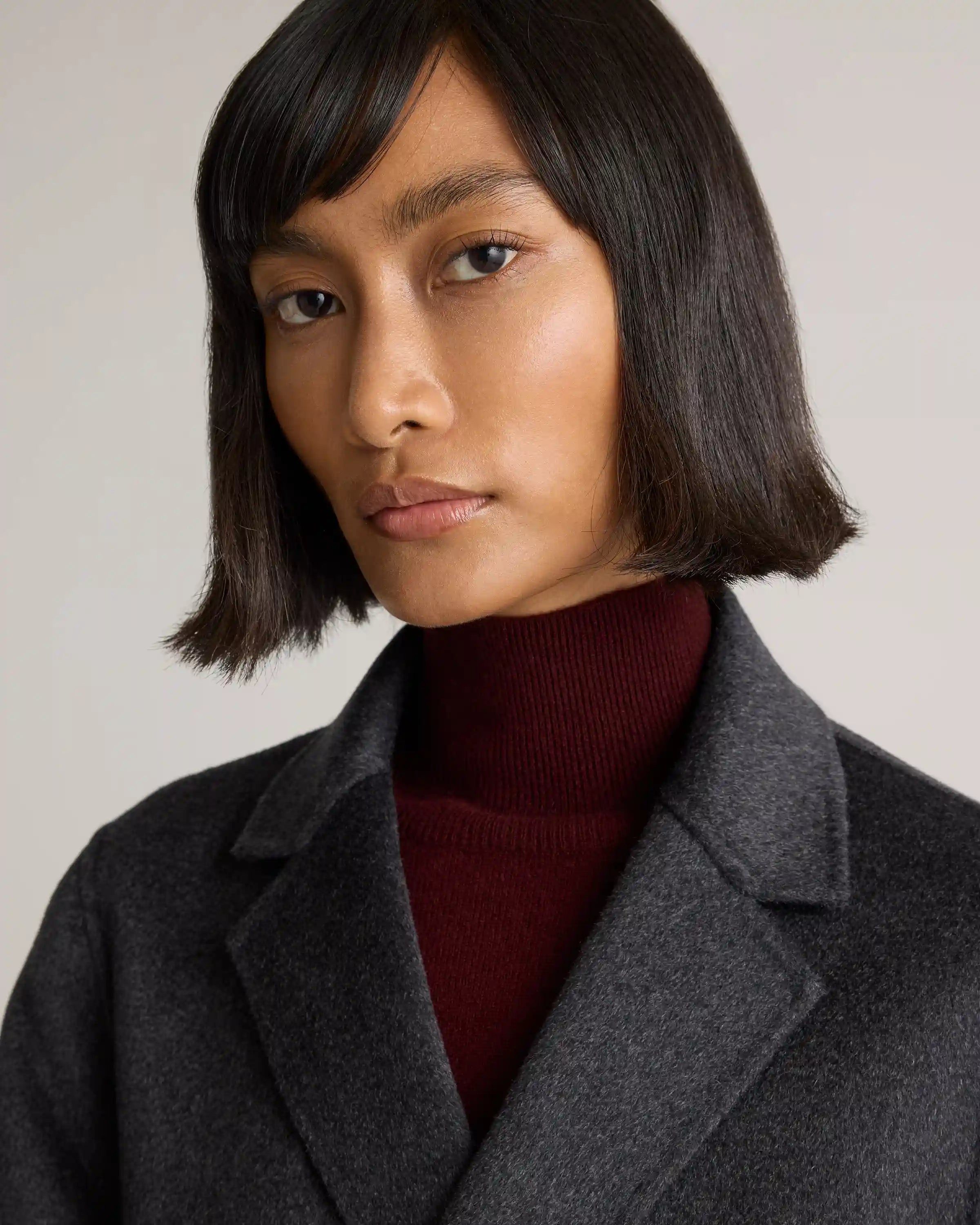 100% Mongolian Cashmere Double-Faced Wrap Coat