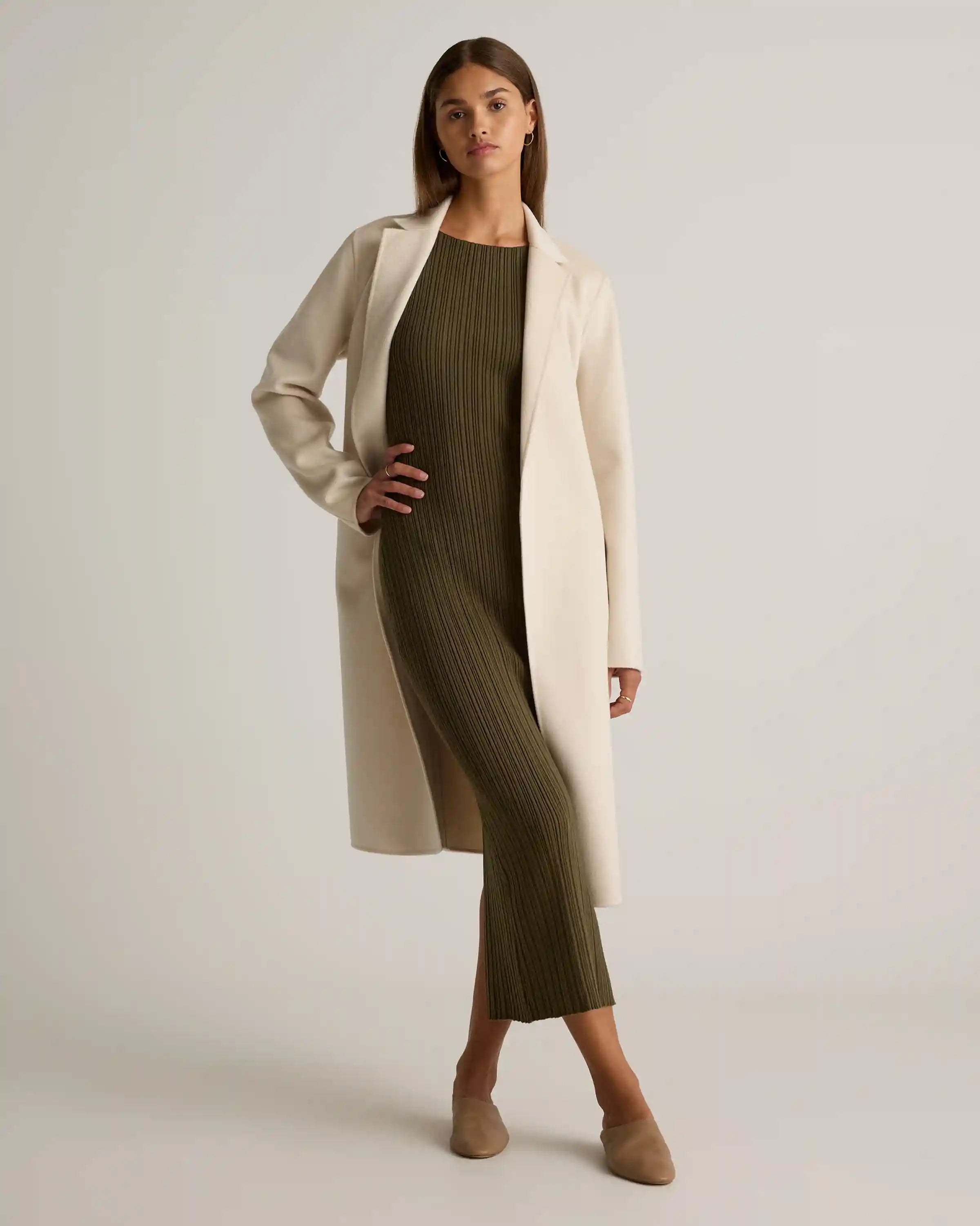 100% Mongolian Cashmere Double-Faced Wrap Coat