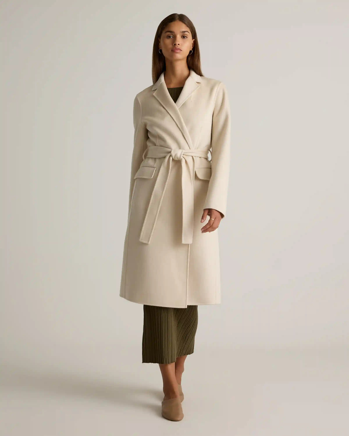 100% Mongolian Cashmere Double-Faced Wrap Coat