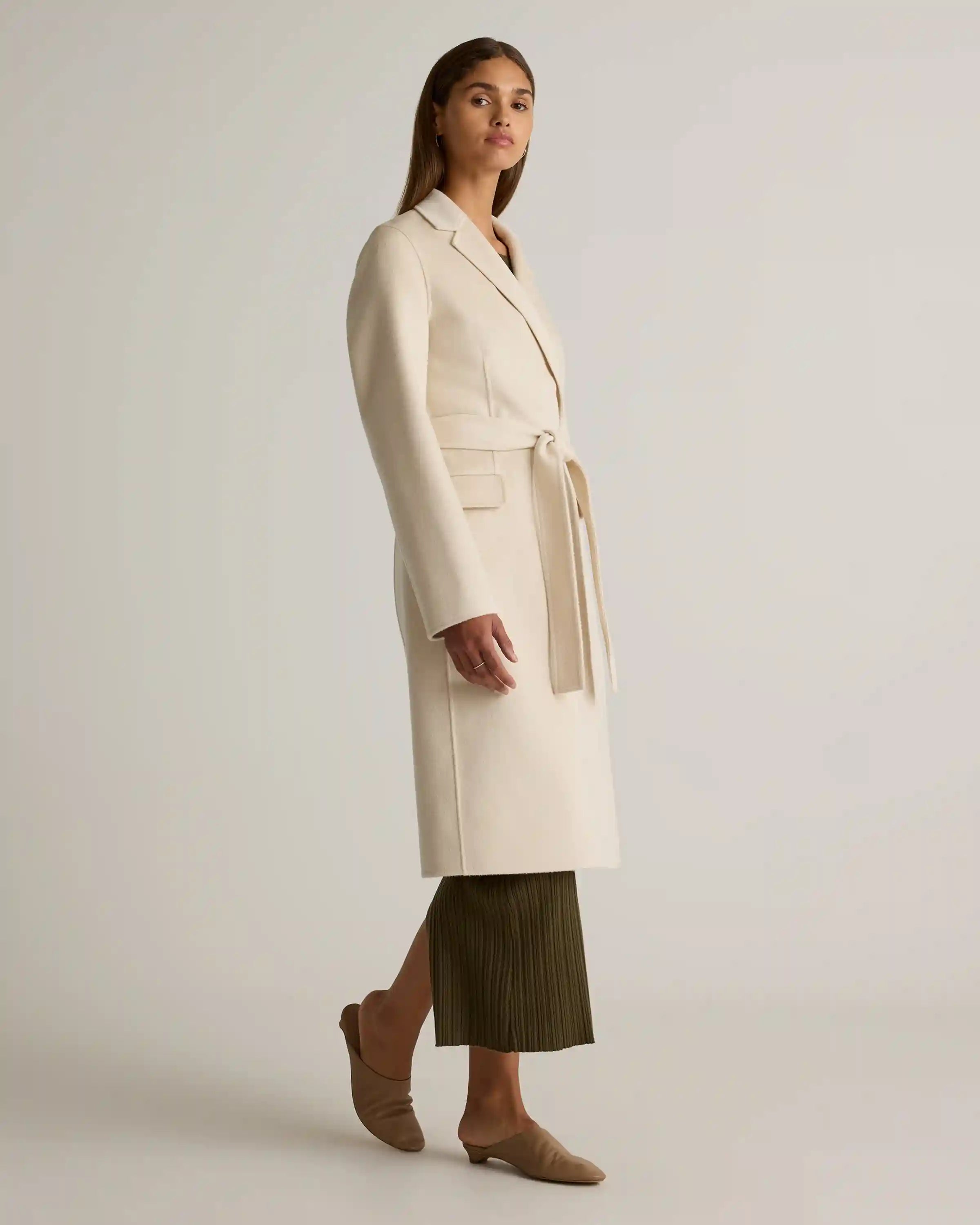 100% Mongolian Cashmere Double-Faced Wrap Coat
