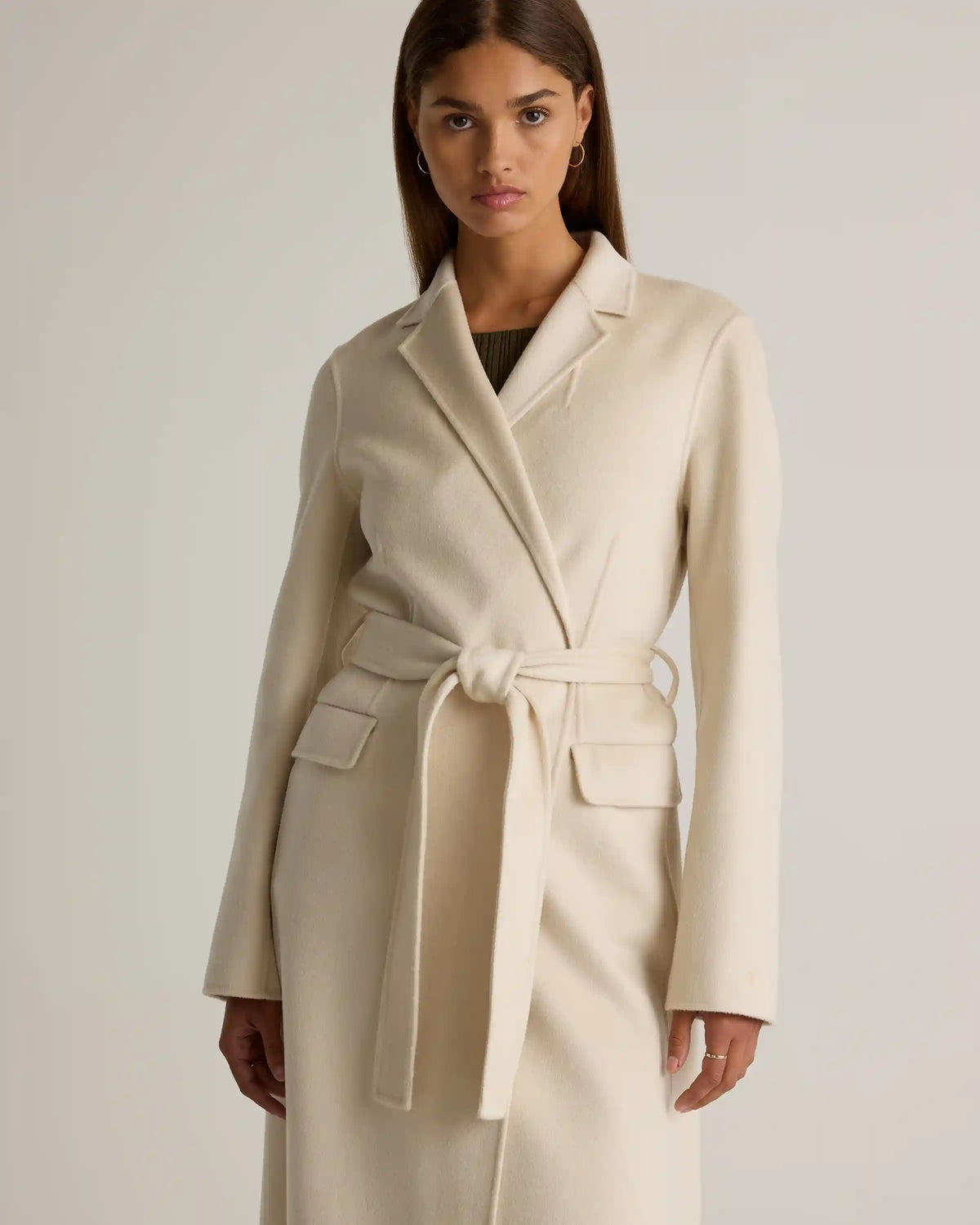 100% Mongolian Cashmere Double-Faced Wrap Coat