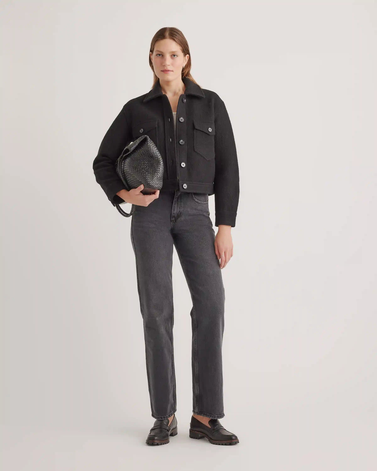 100% Merino Wool Cropped Shirt Jacket