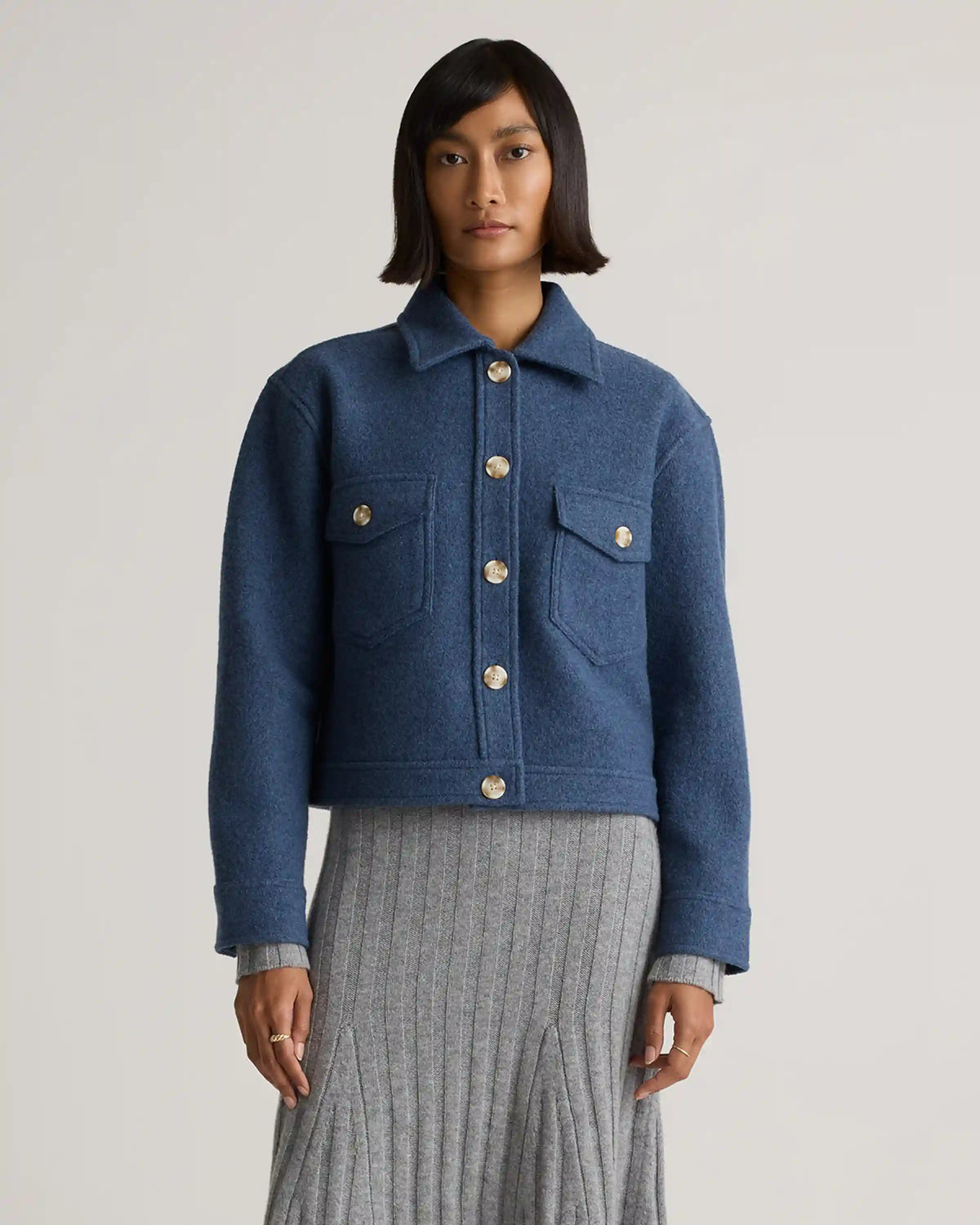100% Merino Wool Cropped Shirt Jacket