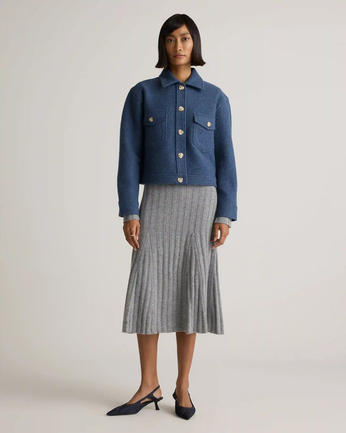 100% Merino Wool Cropped Shirt Jacket