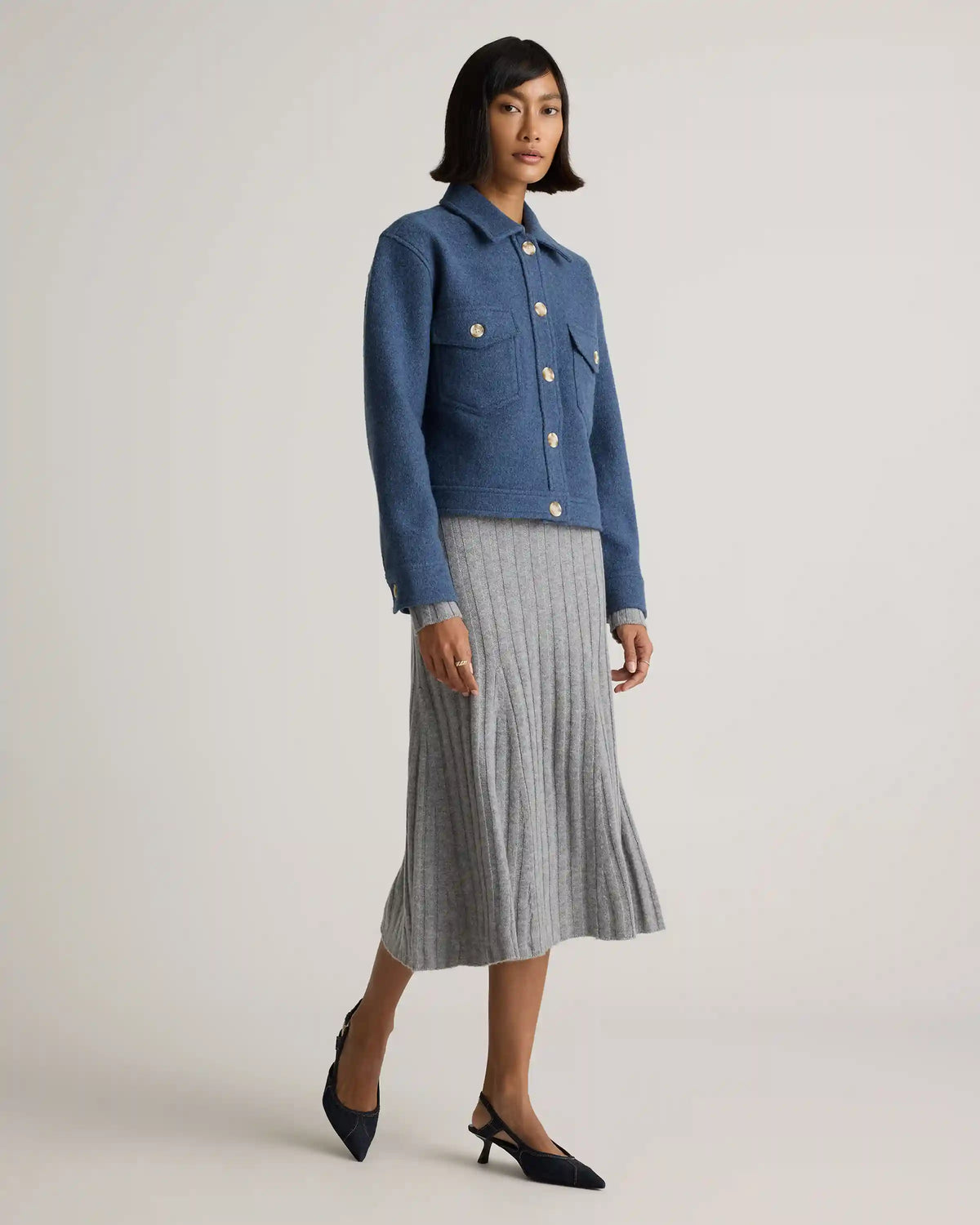 100% Merino Wool Cropped Shirt Jacket