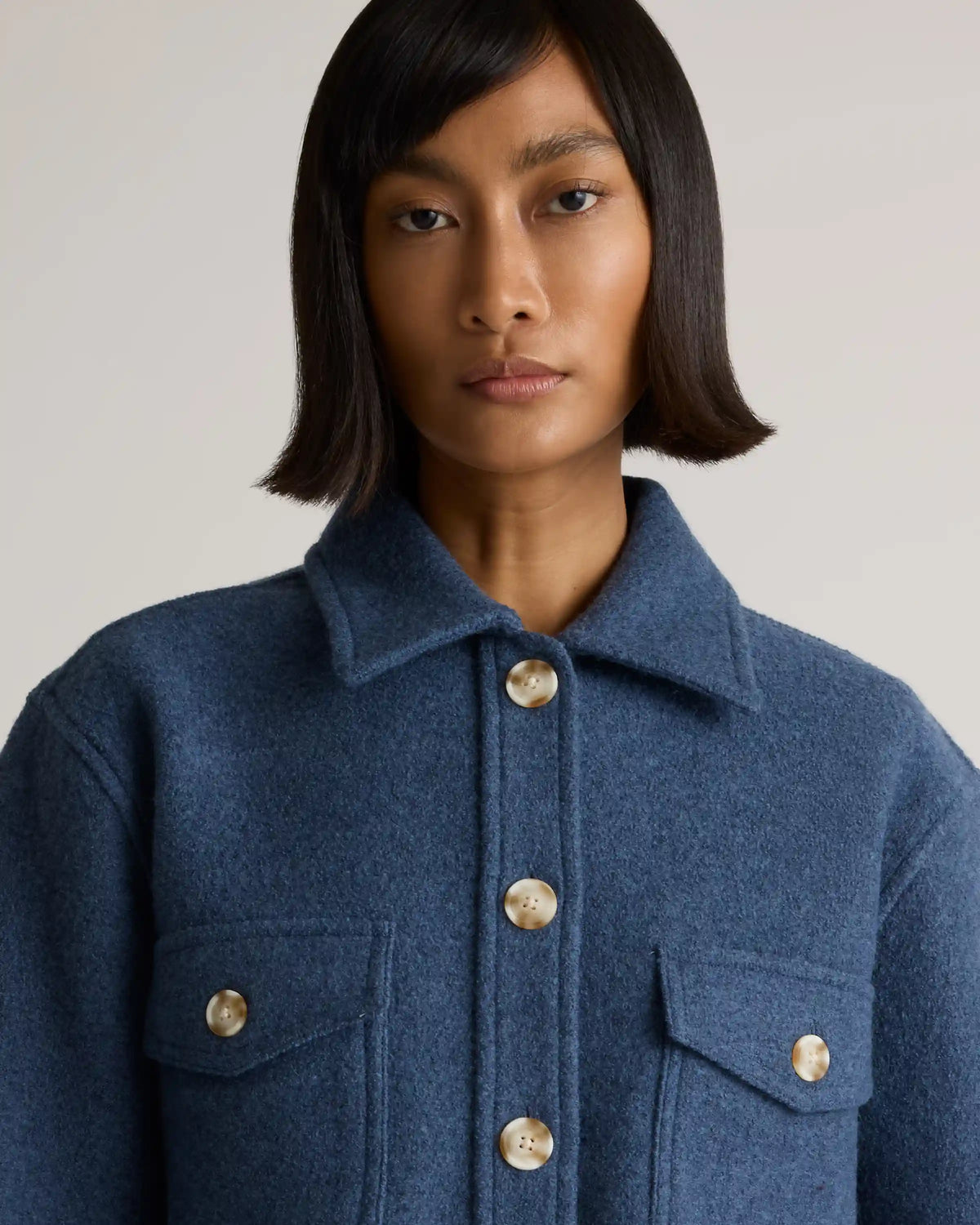 100% Merino Wool Cropped Shirt Jacket