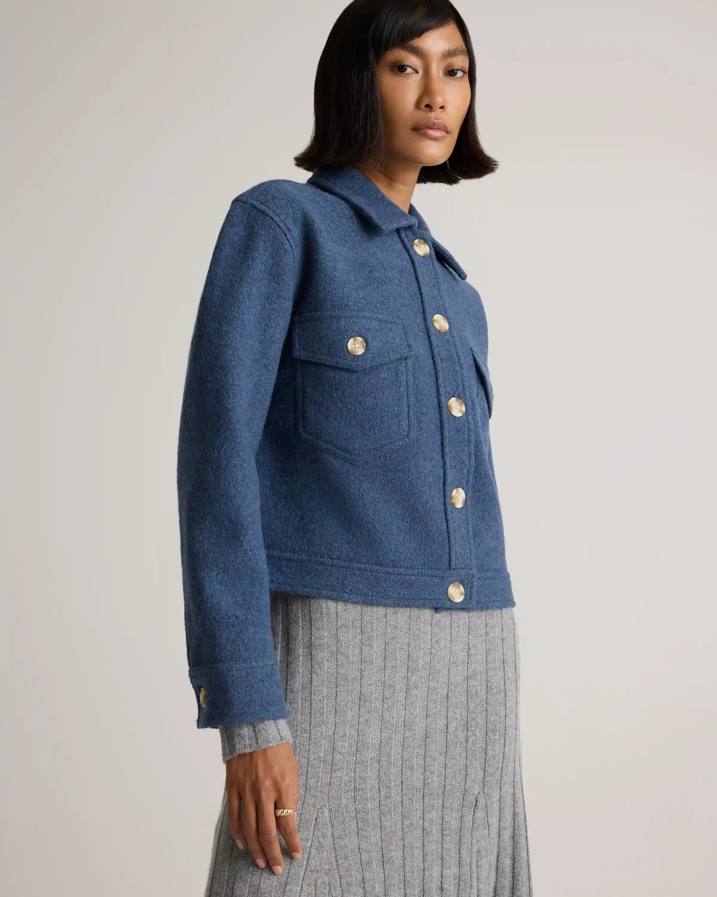 100% Merino Wool Cropped Shirt Jacket