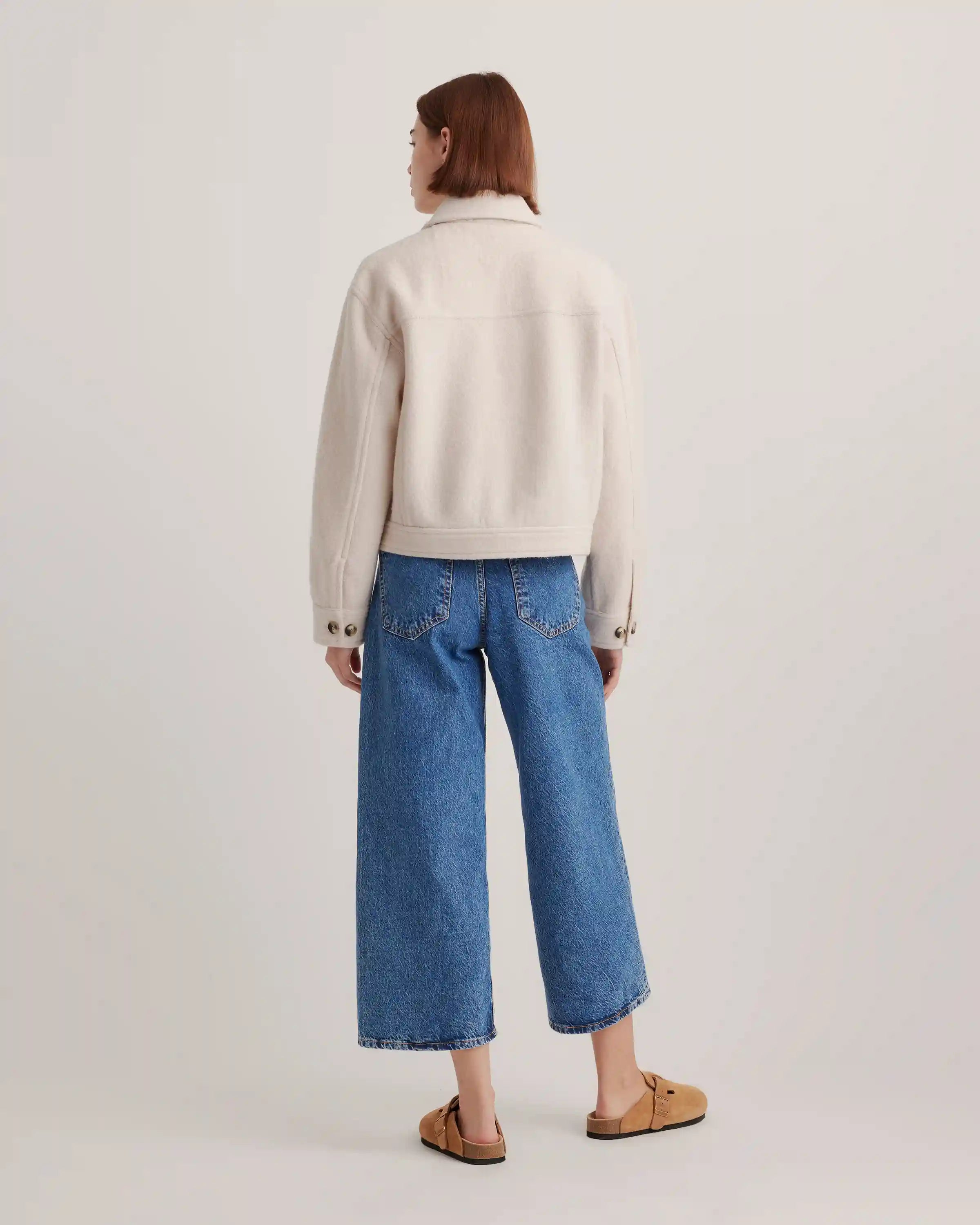 100% Merino Wool Cropped Shirt Jacket