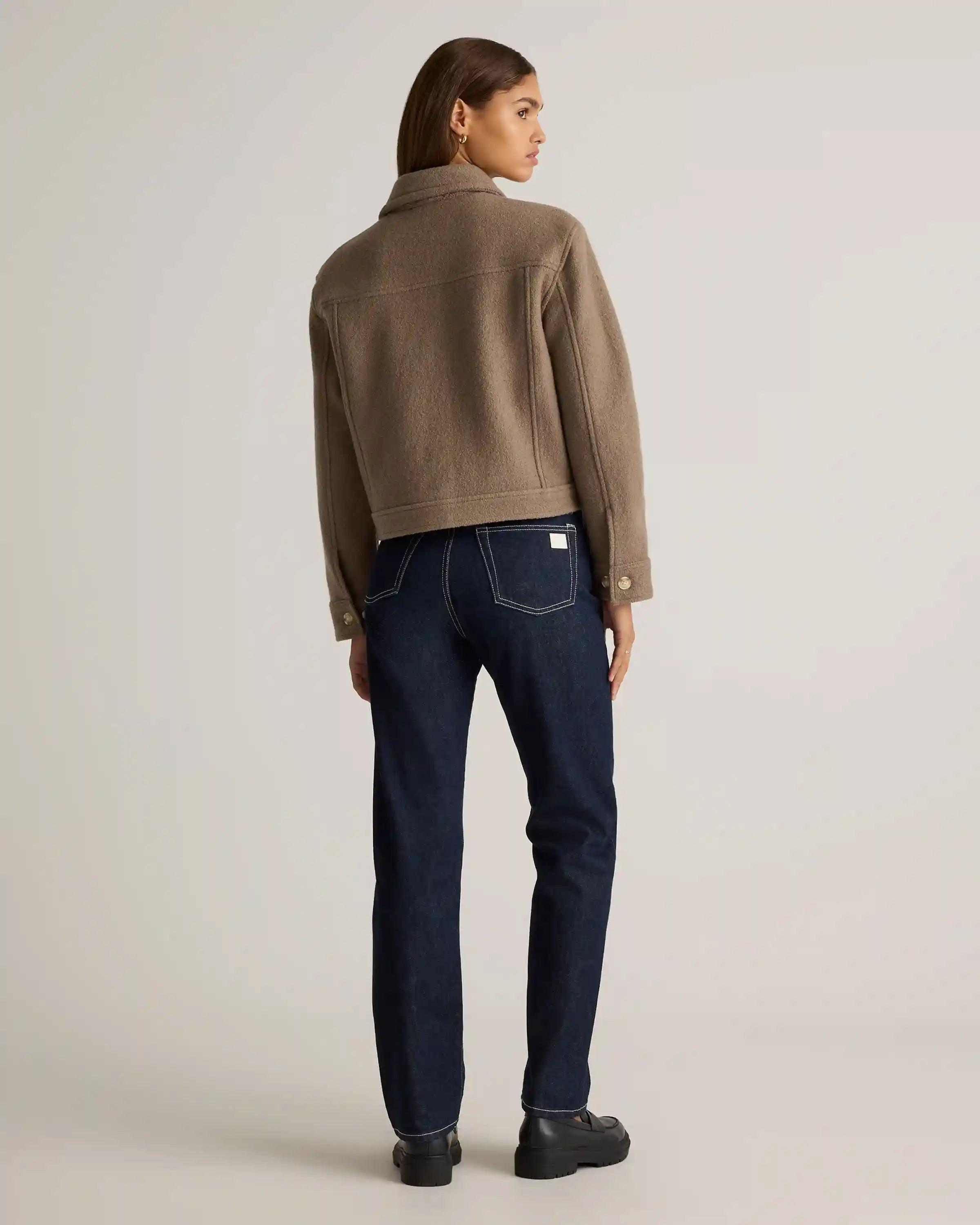 100% Merino Wool Cropped Shirt Jacket