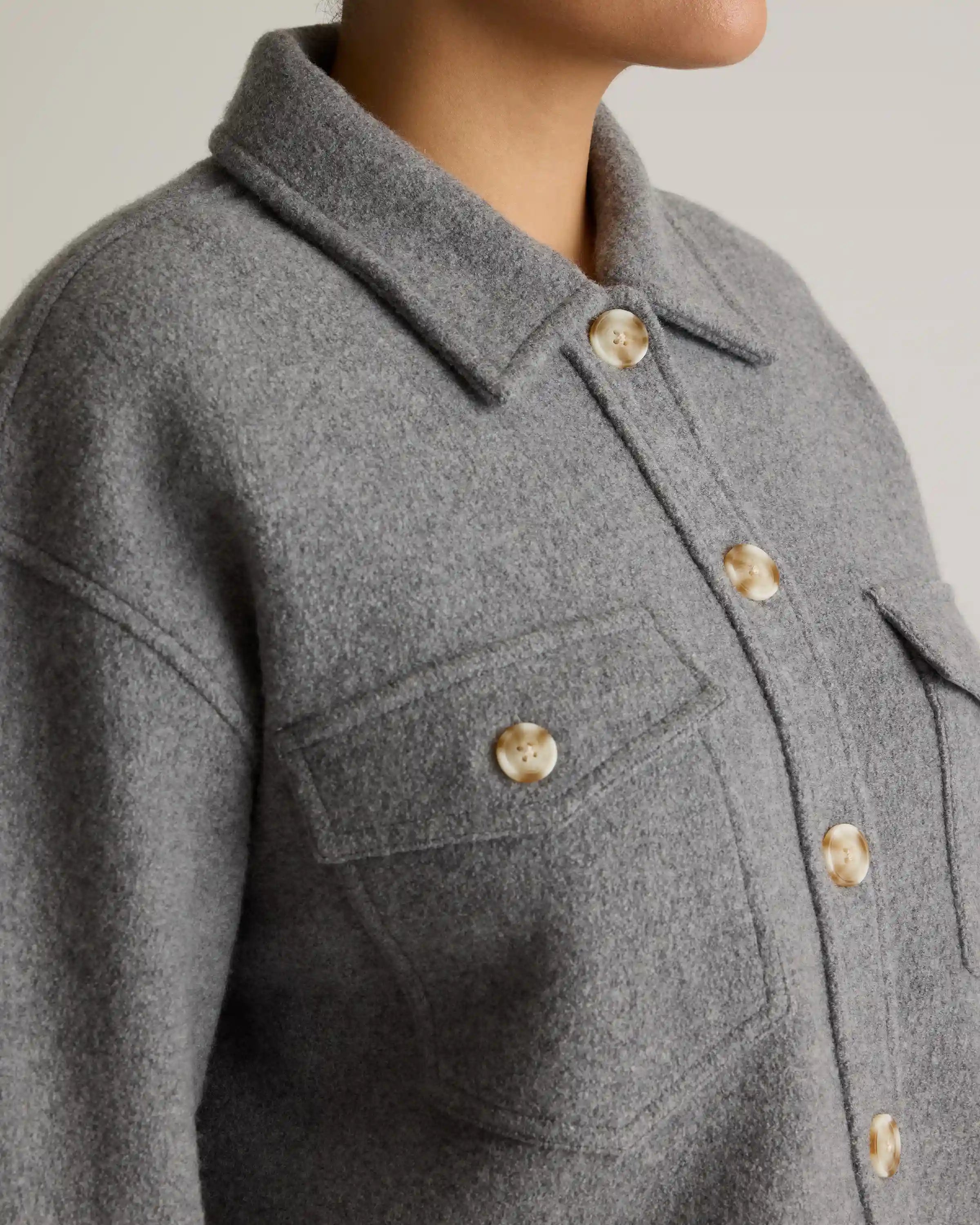 100% Merino Wool Cropped Shirt Jacket