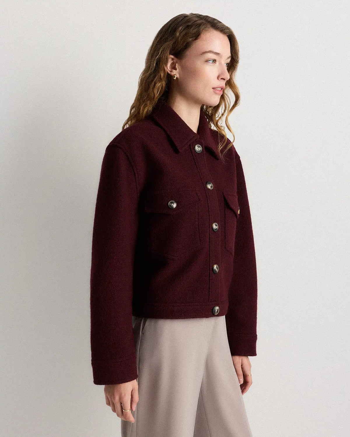 100% Merino Wool Cropped Shirt Jacket
