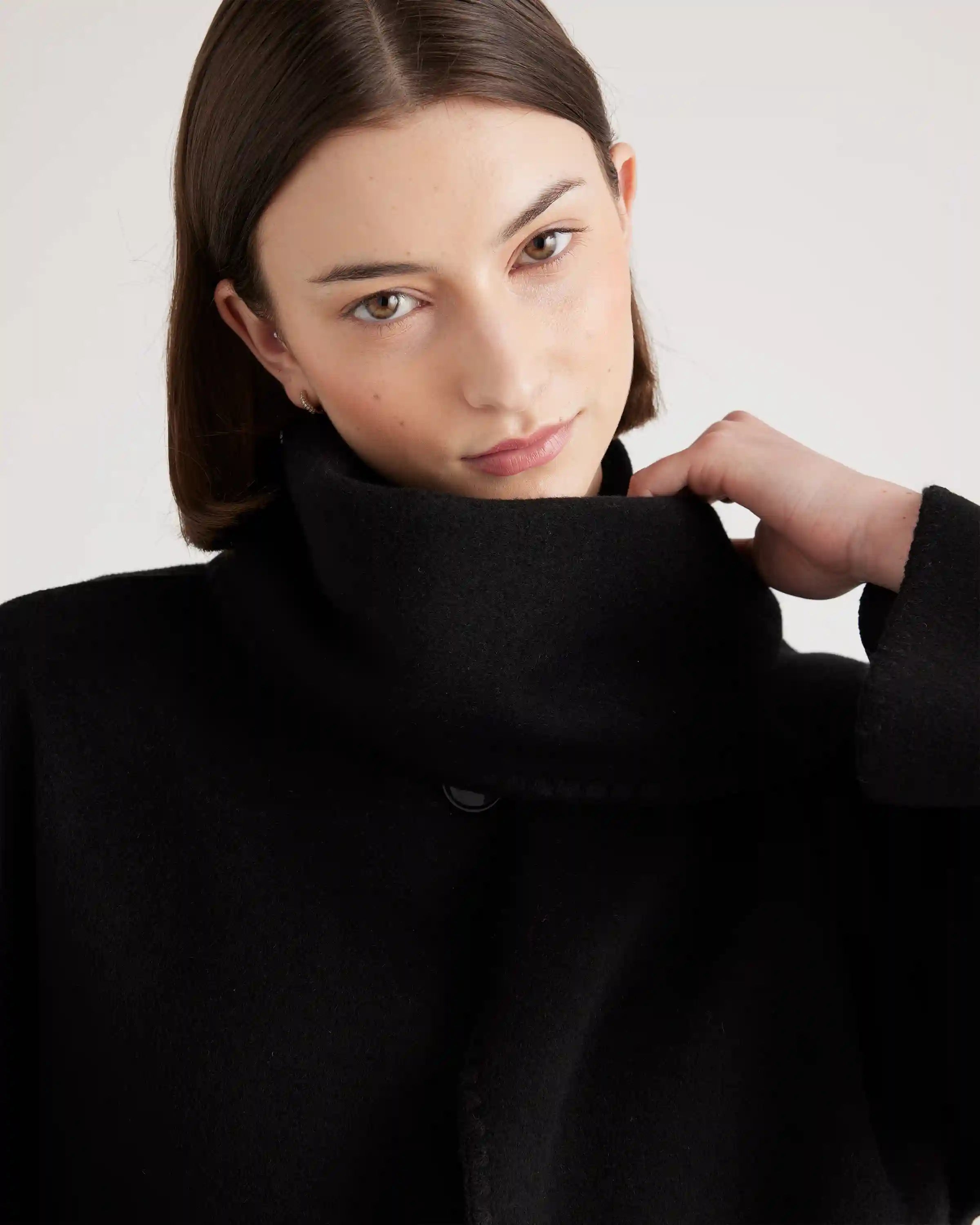 Double-Faced Merino Wool Scarf Coat