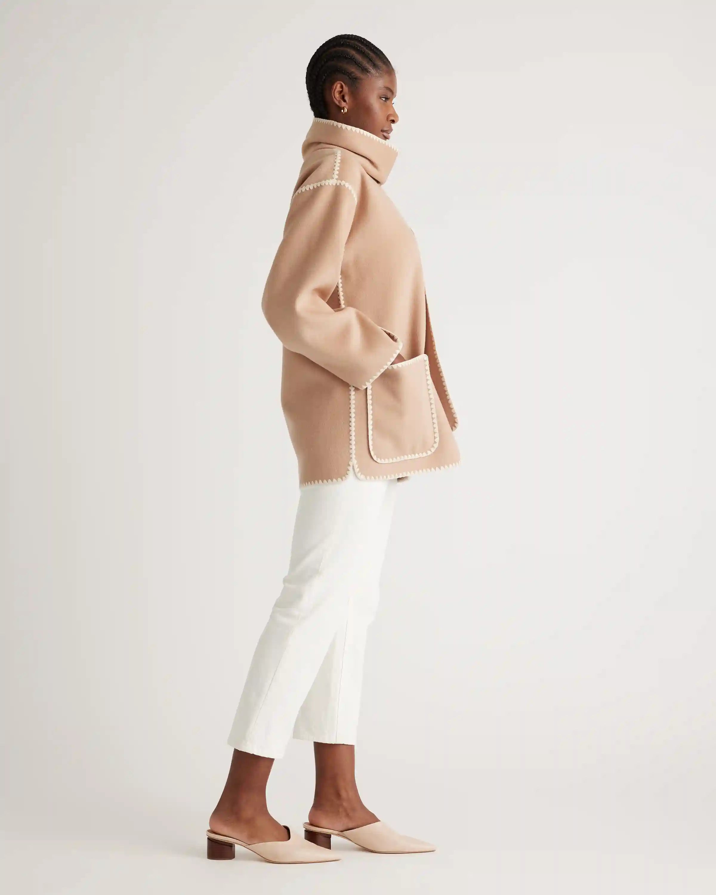 Double-Faced Merino Wool Scarf Coat