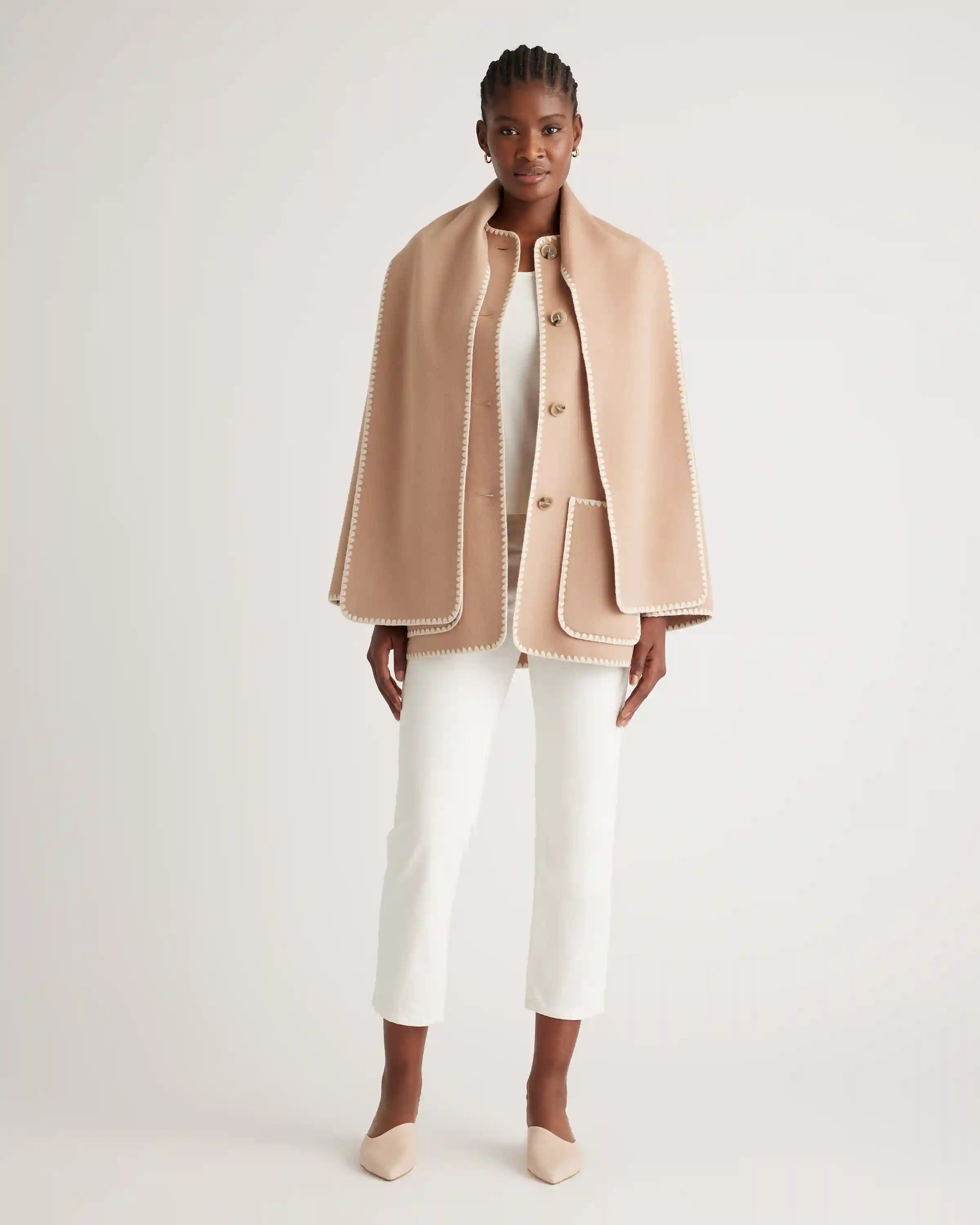 Double-Faced Merino Wool Scarf Coat