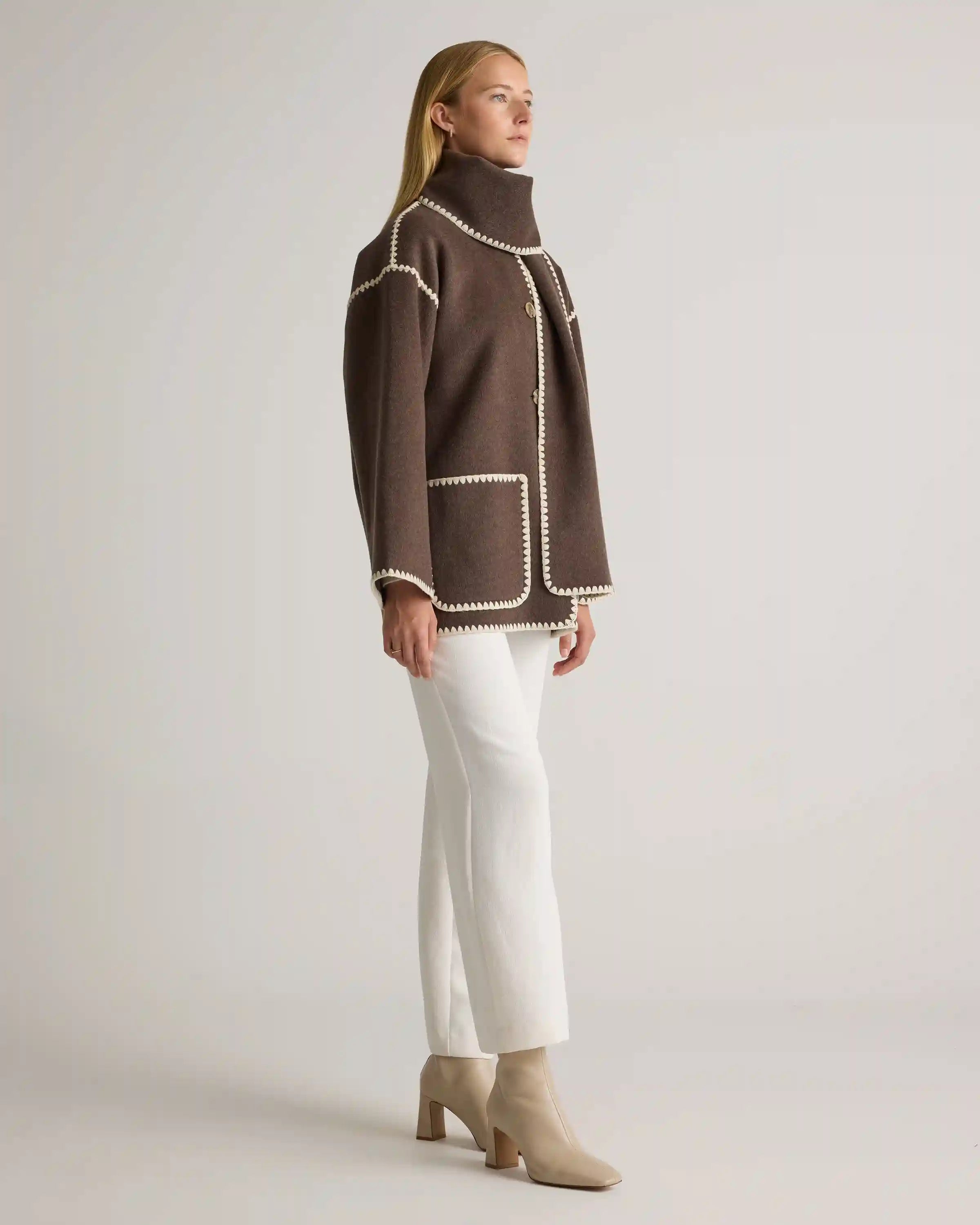 Double-Faced Merino Wool Scarf Coat