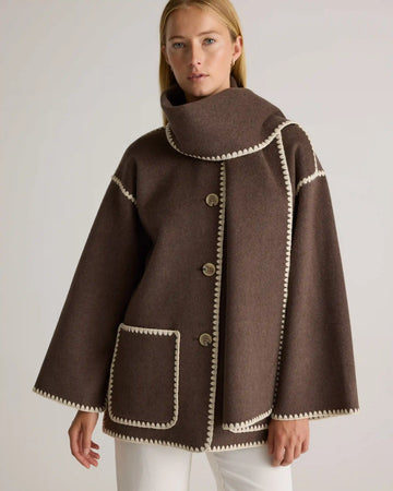 Double-Faced Merino Wool Scarf Coat