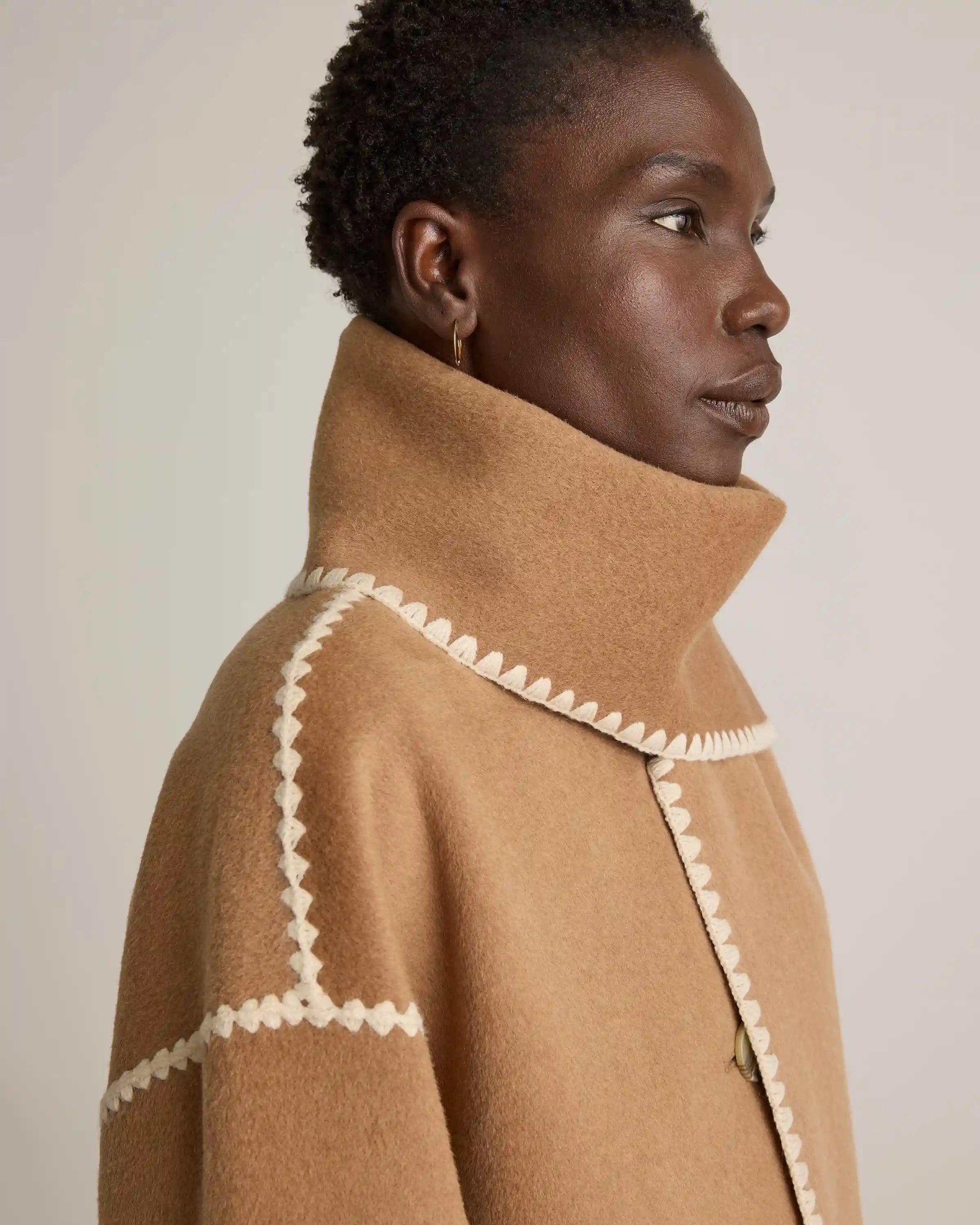 Double-Faced Merino Wool Scarf Coat