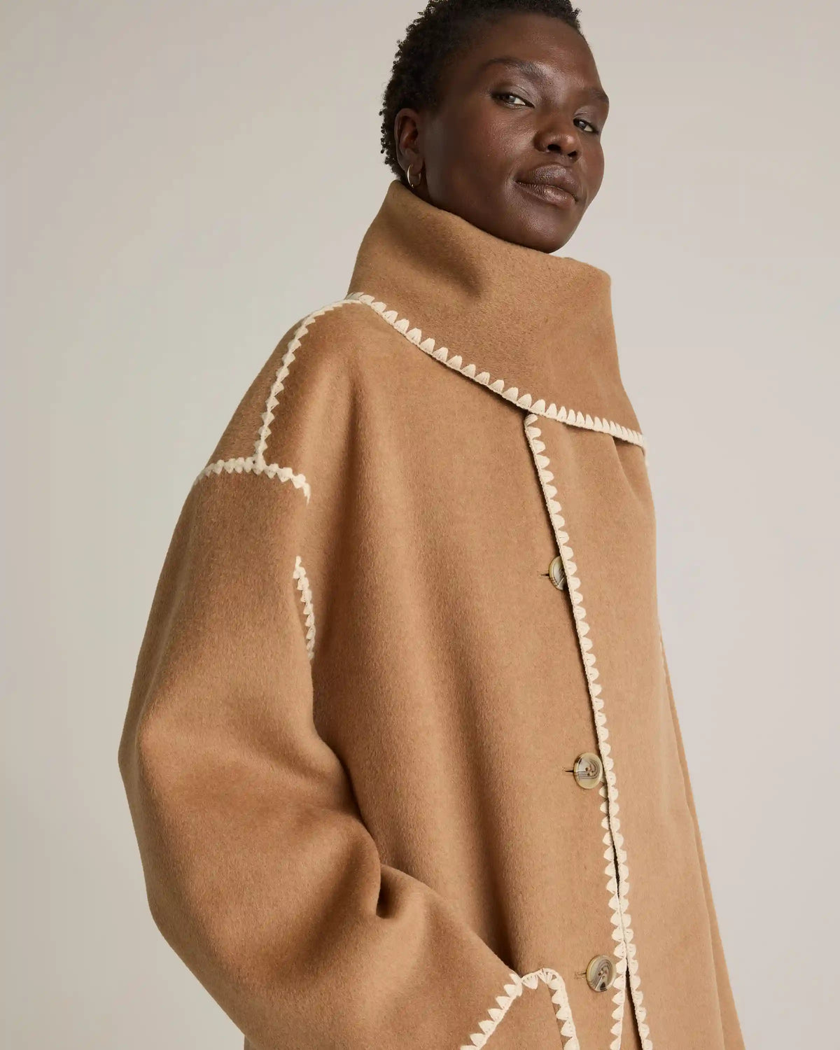 Double-Faced Merino Wool Scarf Coat