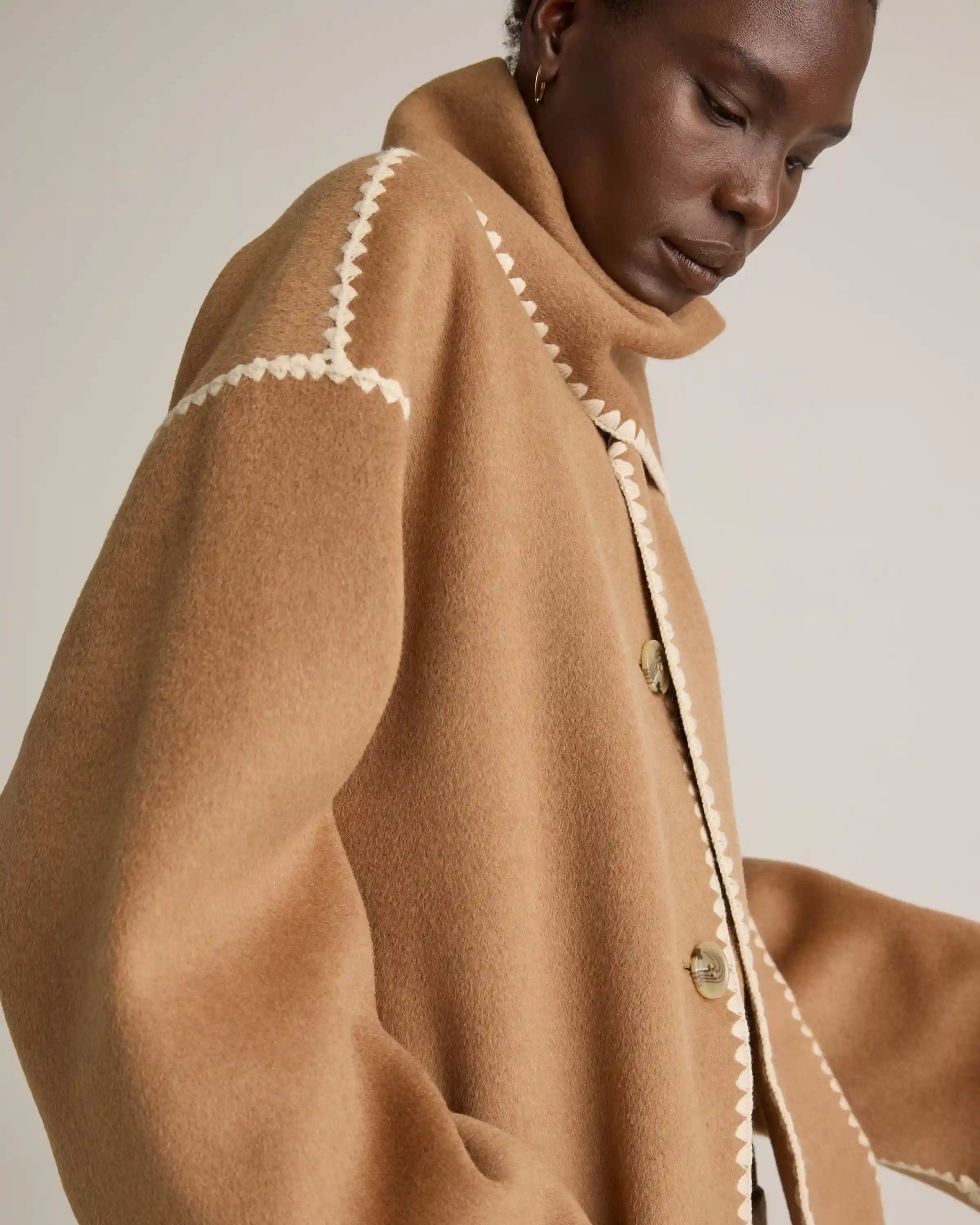 Double-Faced Merino Wool Scarf Coat