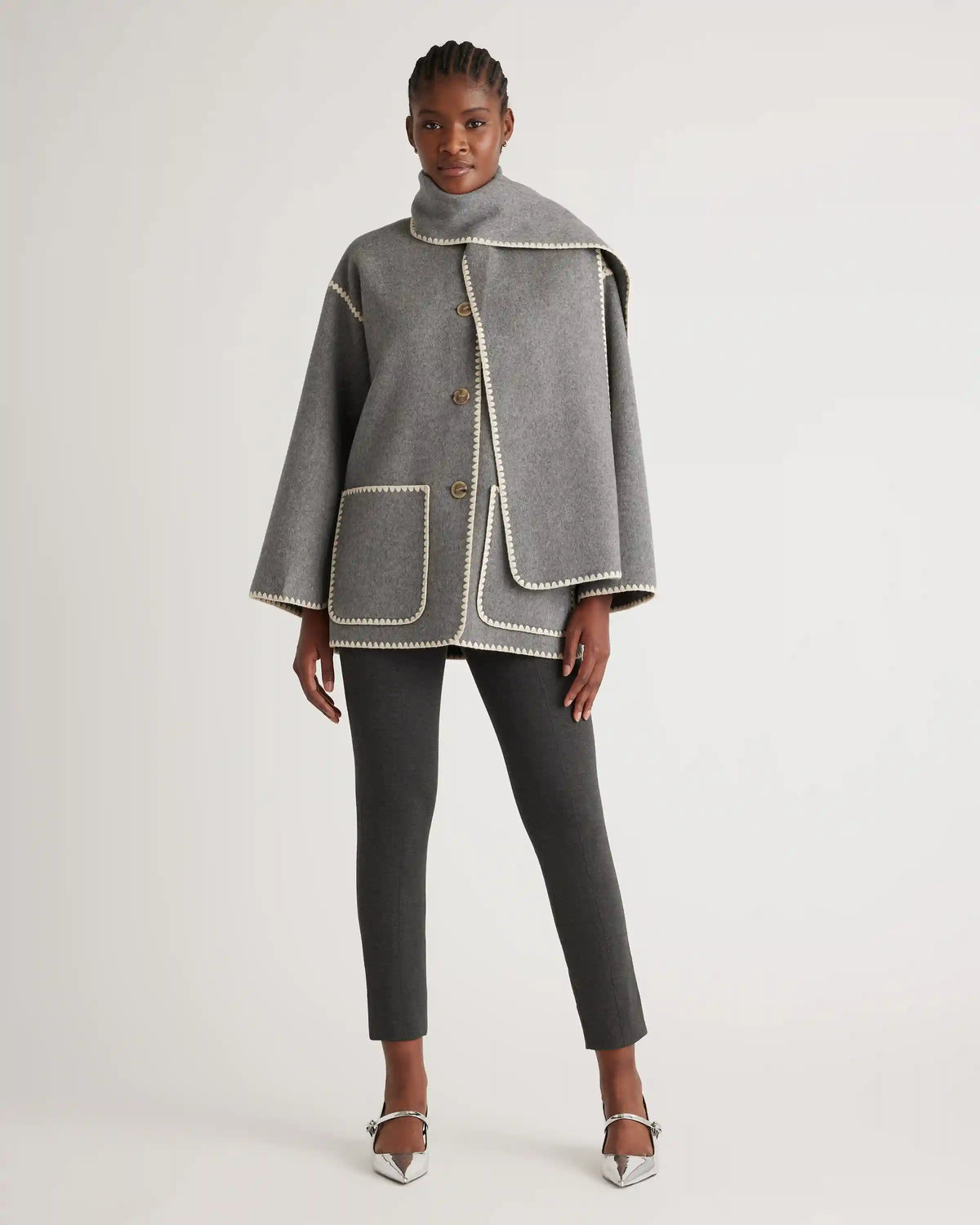 Double-Faced Merino Wool Scarf Coat