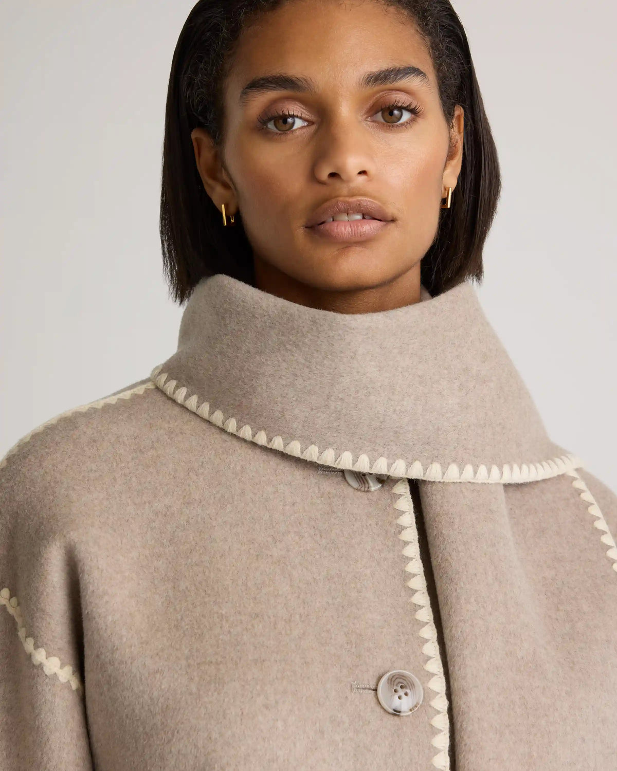 Double-Faced Merino Wool Scarf Coat