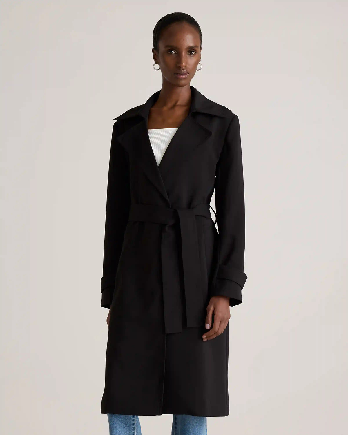 Stretch Crepe Trench Coat