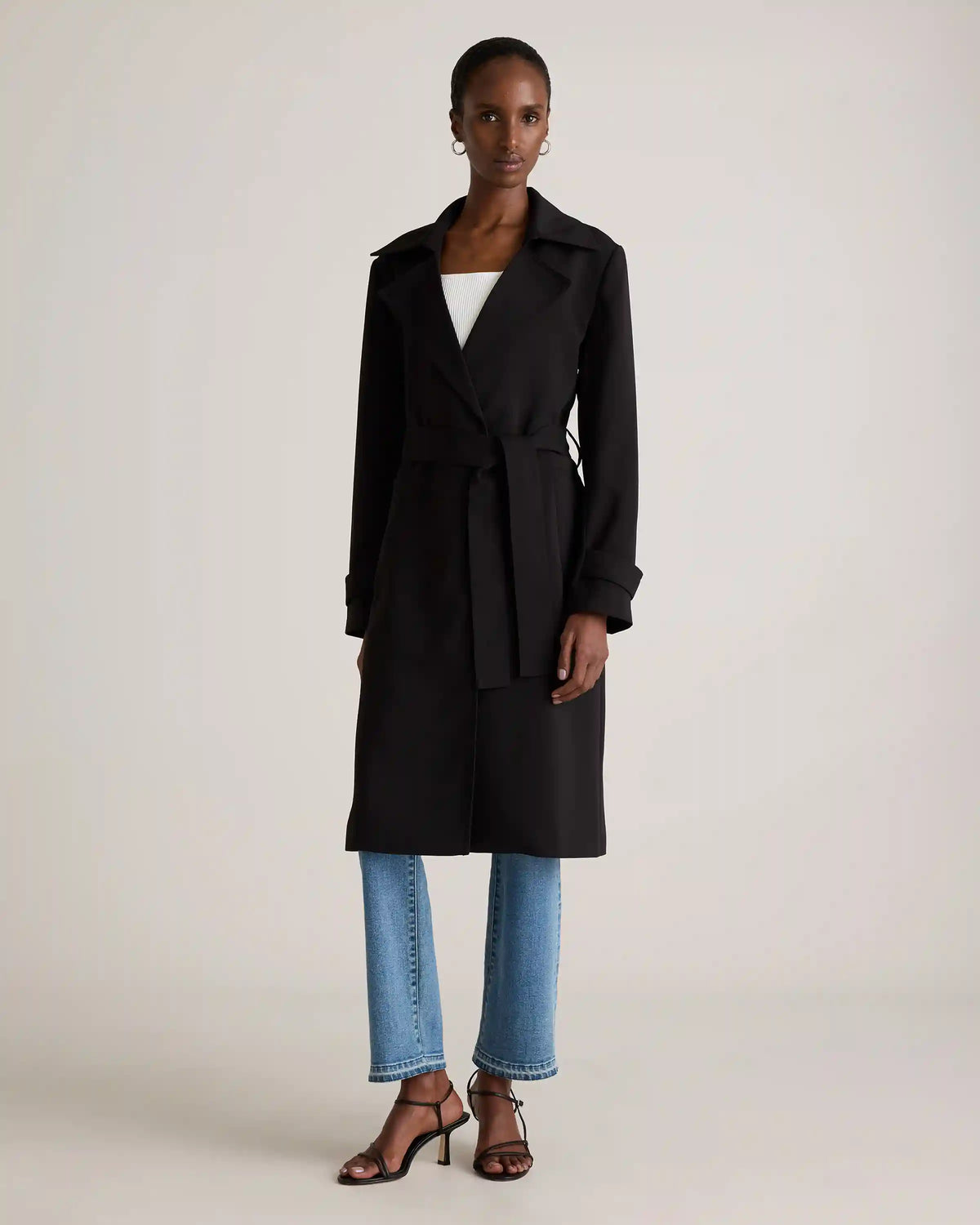 Stretch Crepe Trench Coat