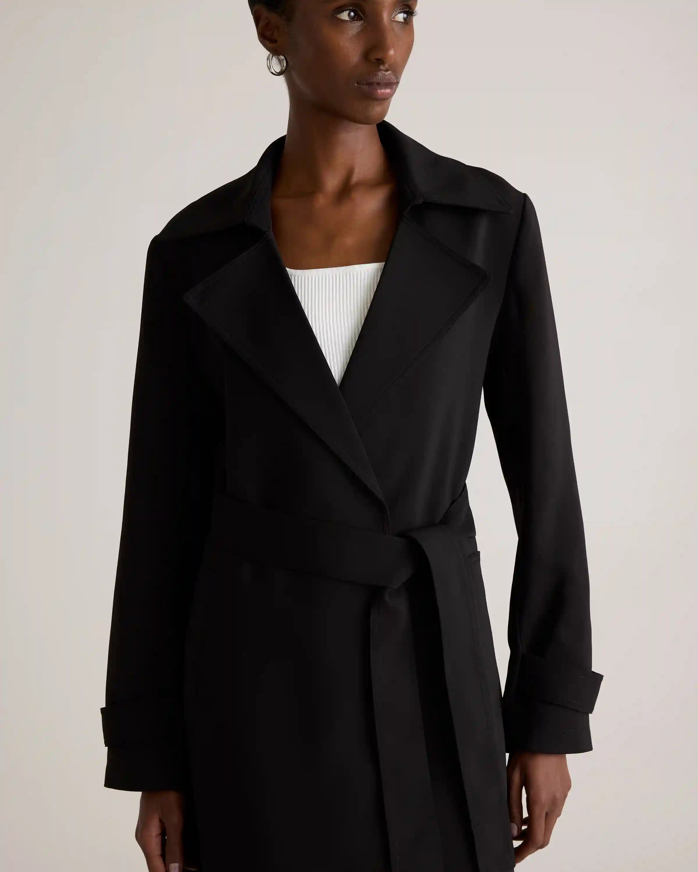 Stretch Crepe Trench Coat