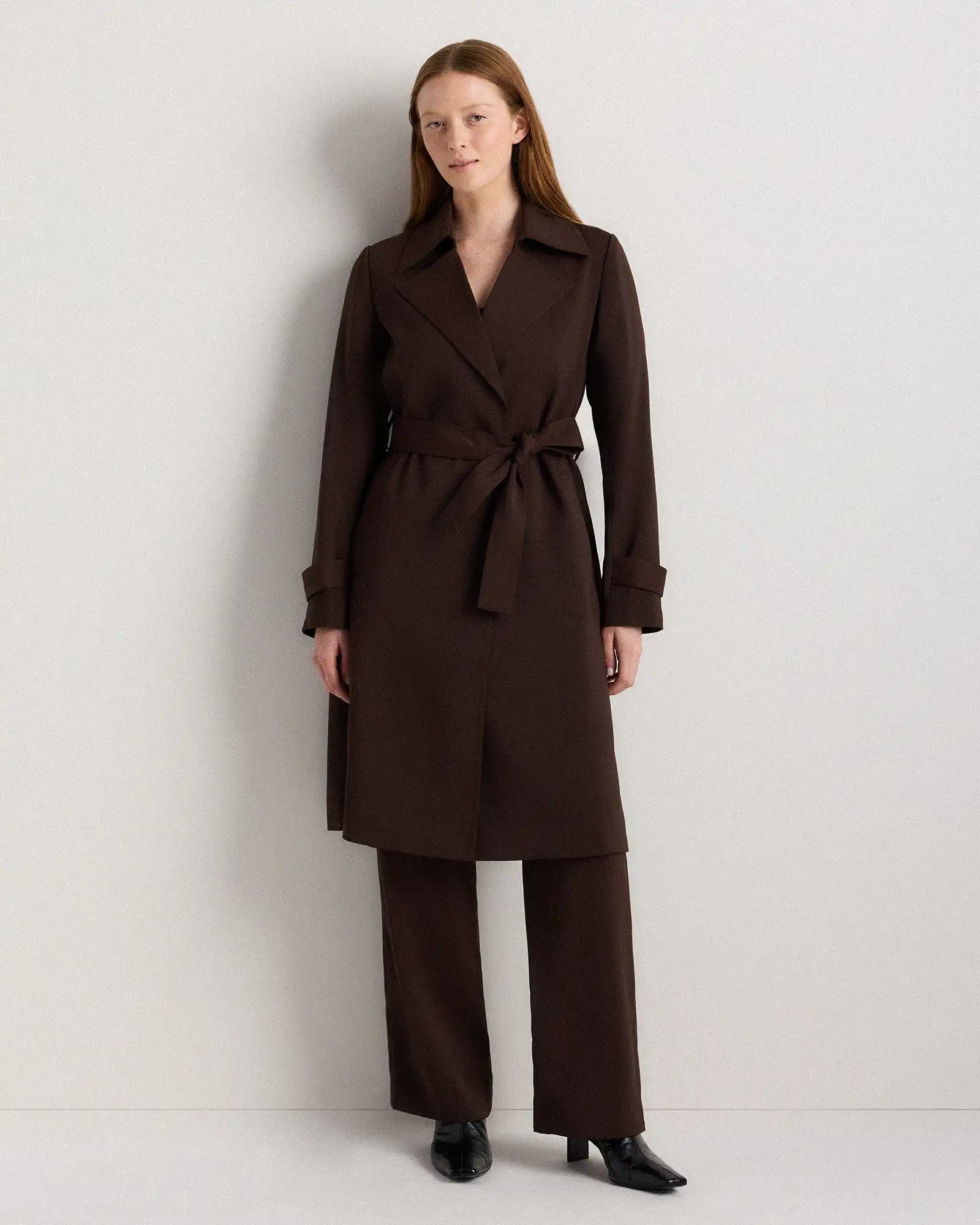 Stretch Crepe Trench Coat