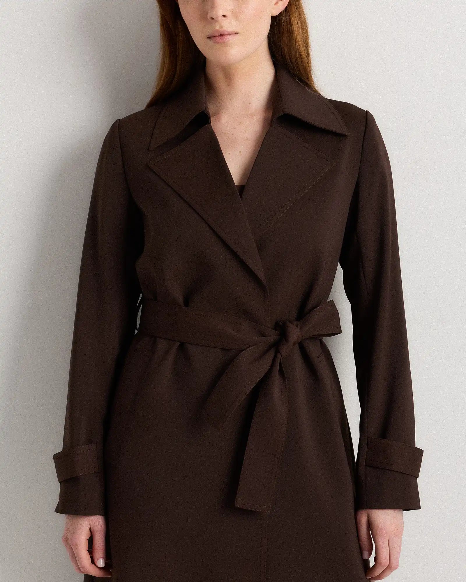 Stretch Crepe Trench Coat