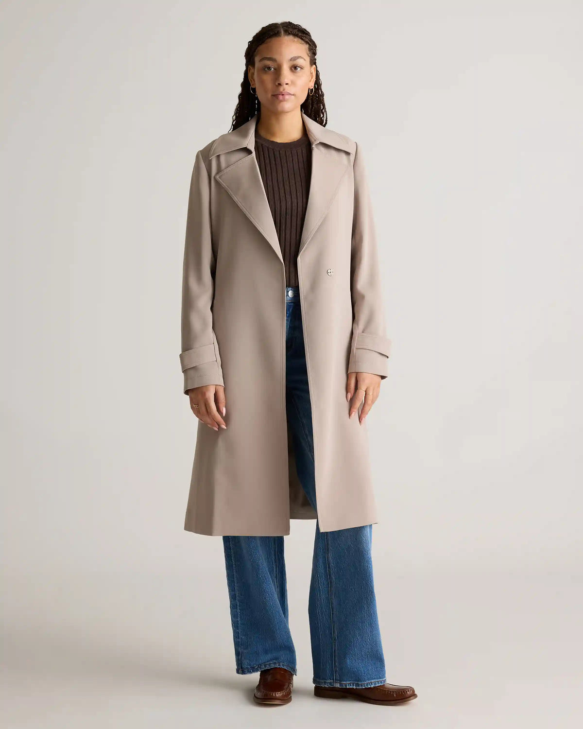 Stretch Crepe Trench Coat