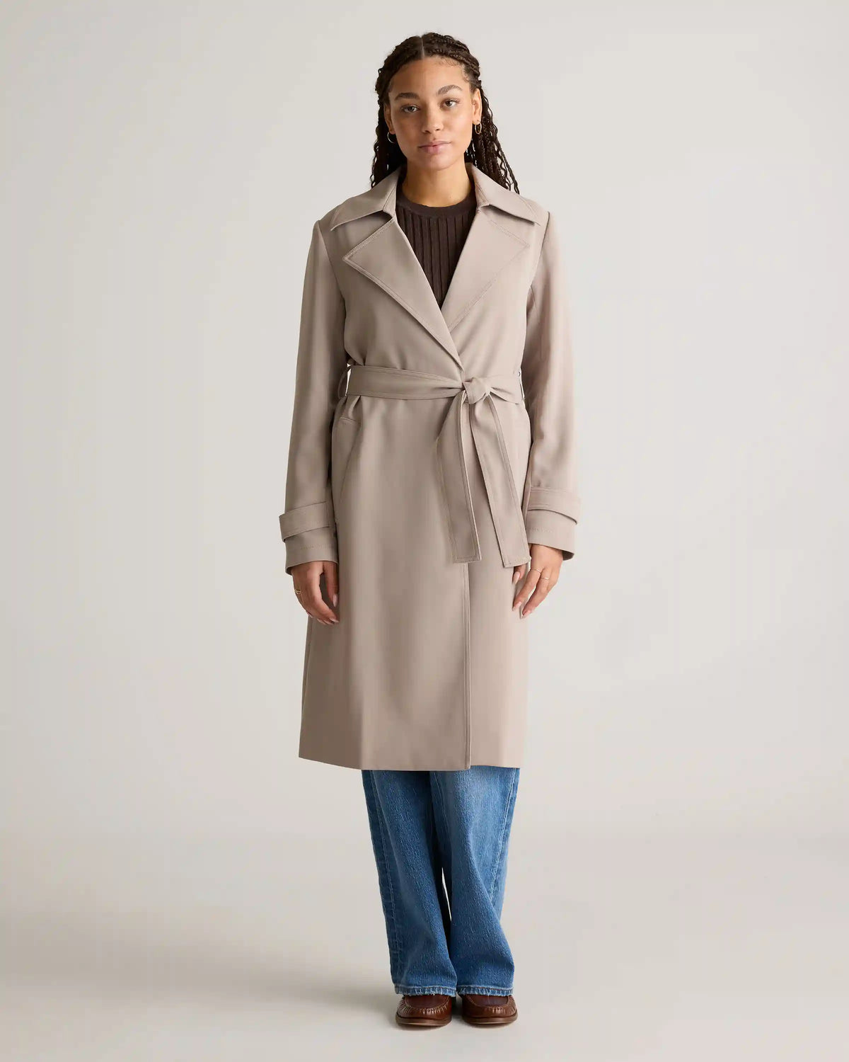 Stretch Crepe Trench Coat