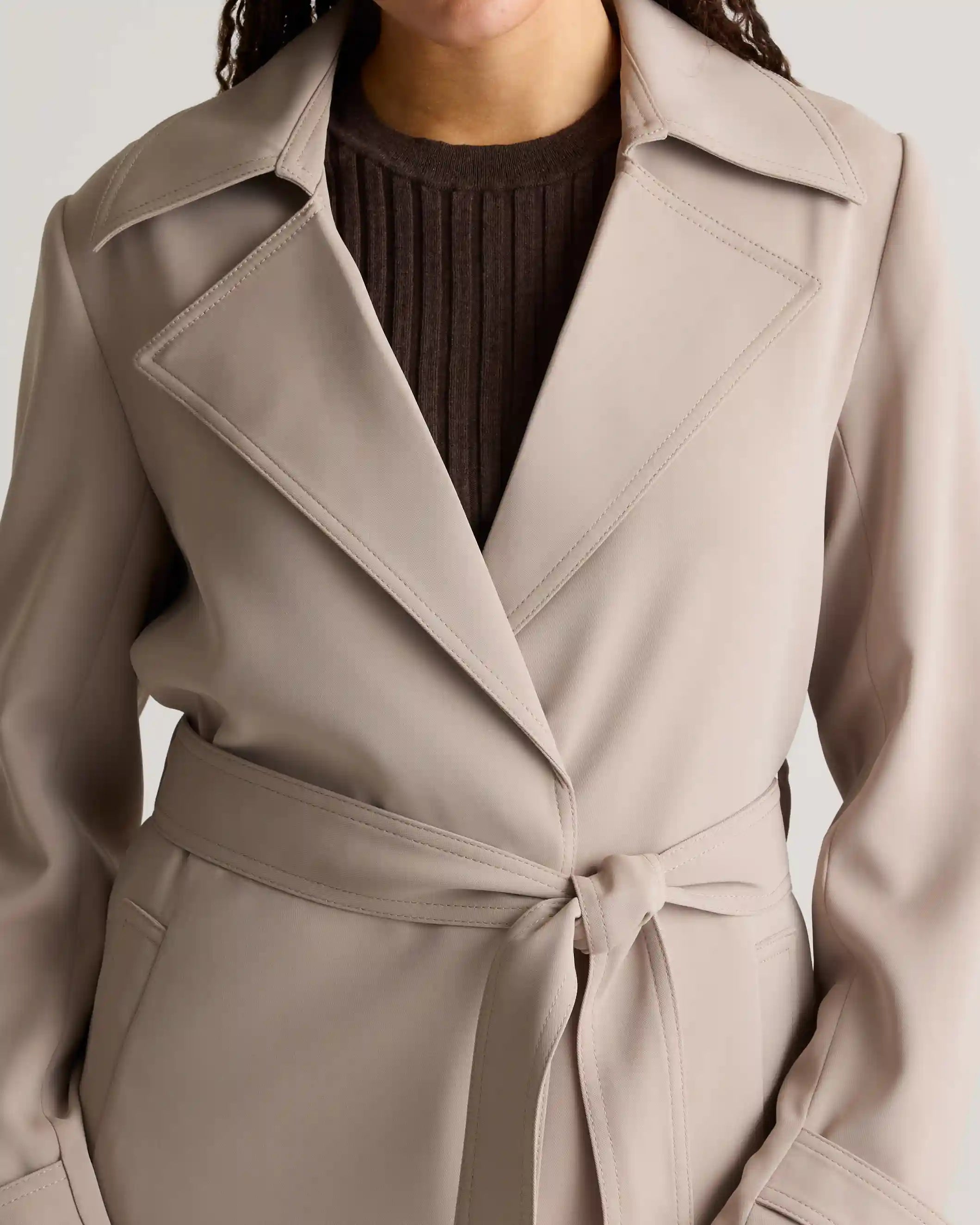 Stretch Crepe Trench Coat