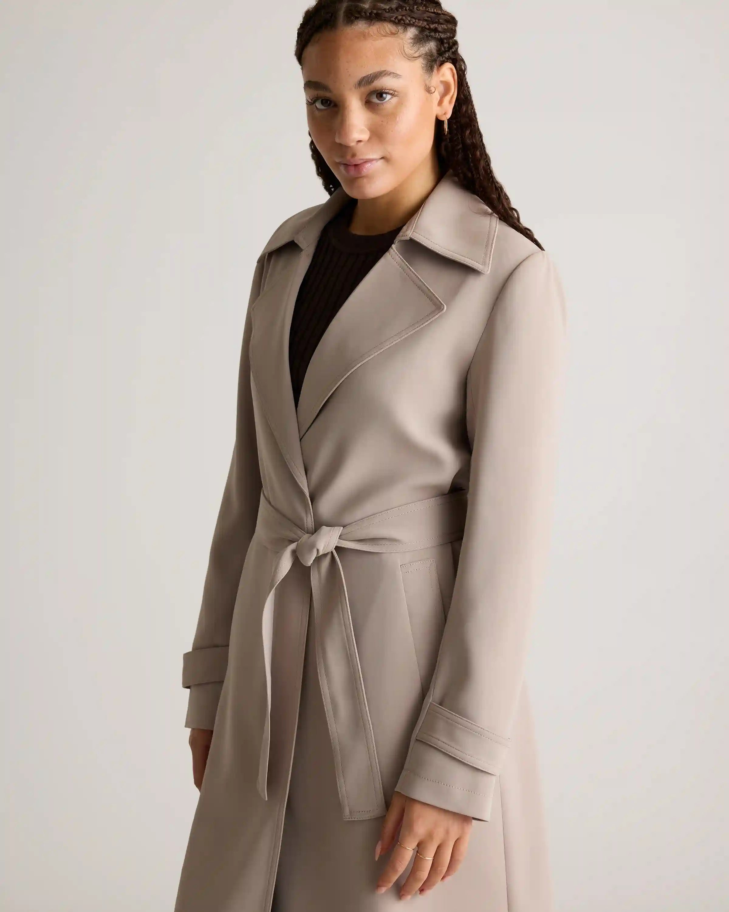 Stretch Crepe Trench Coat