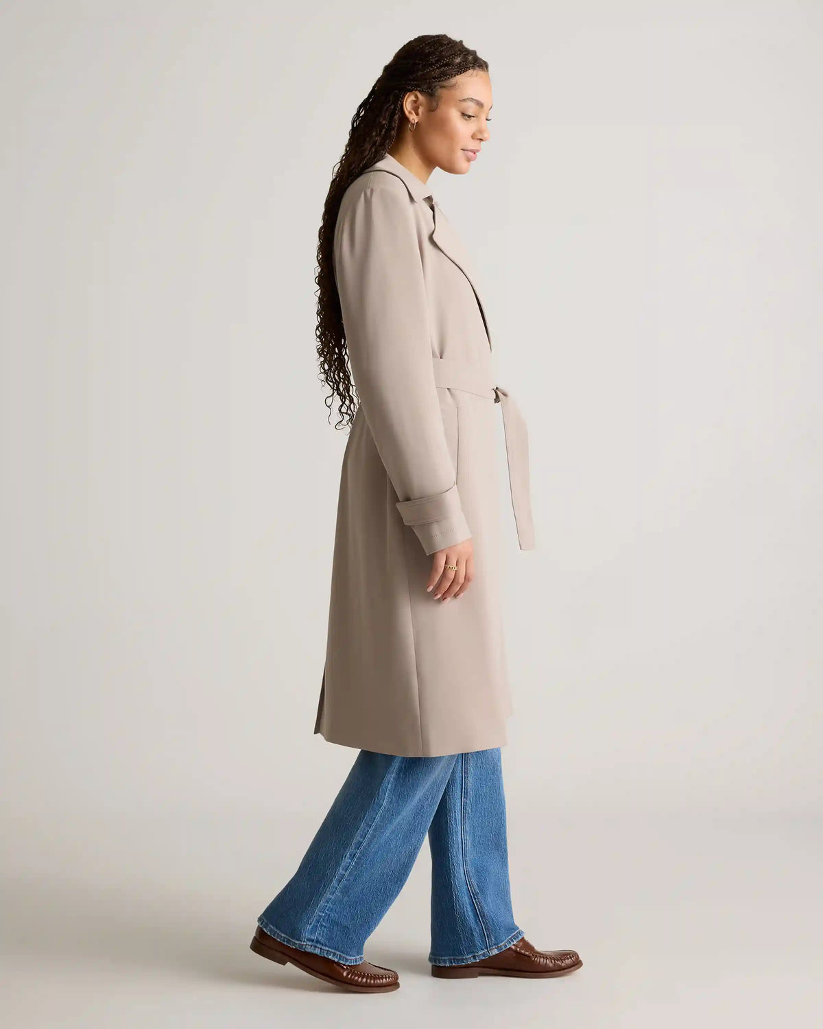 Stretch Crepe Trench Coat