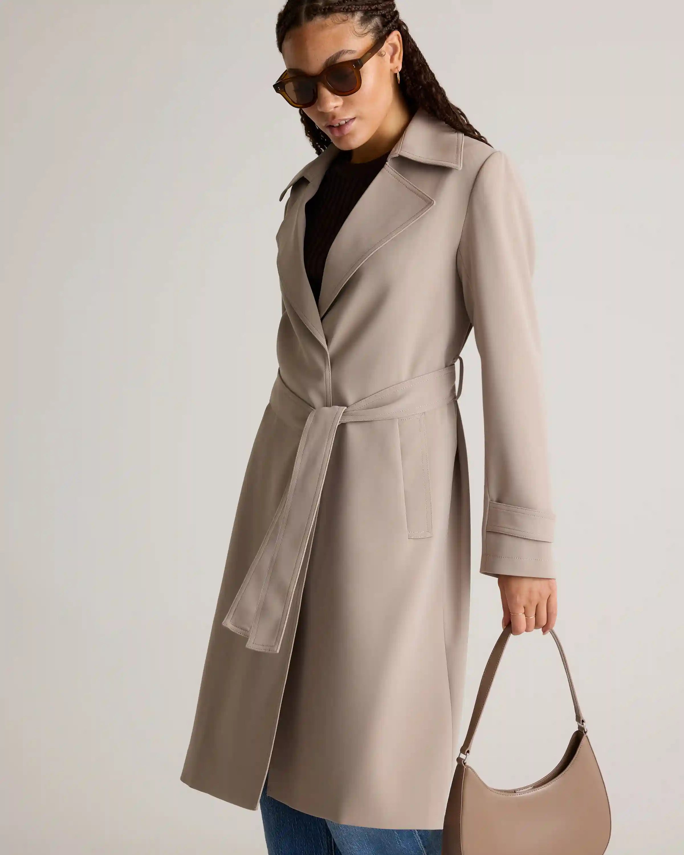 Stretch Crepe Trench Coat