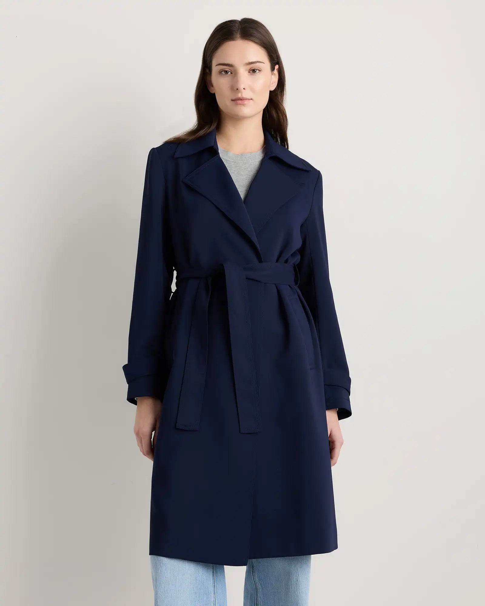 Stretch Crepe Trench Coat
