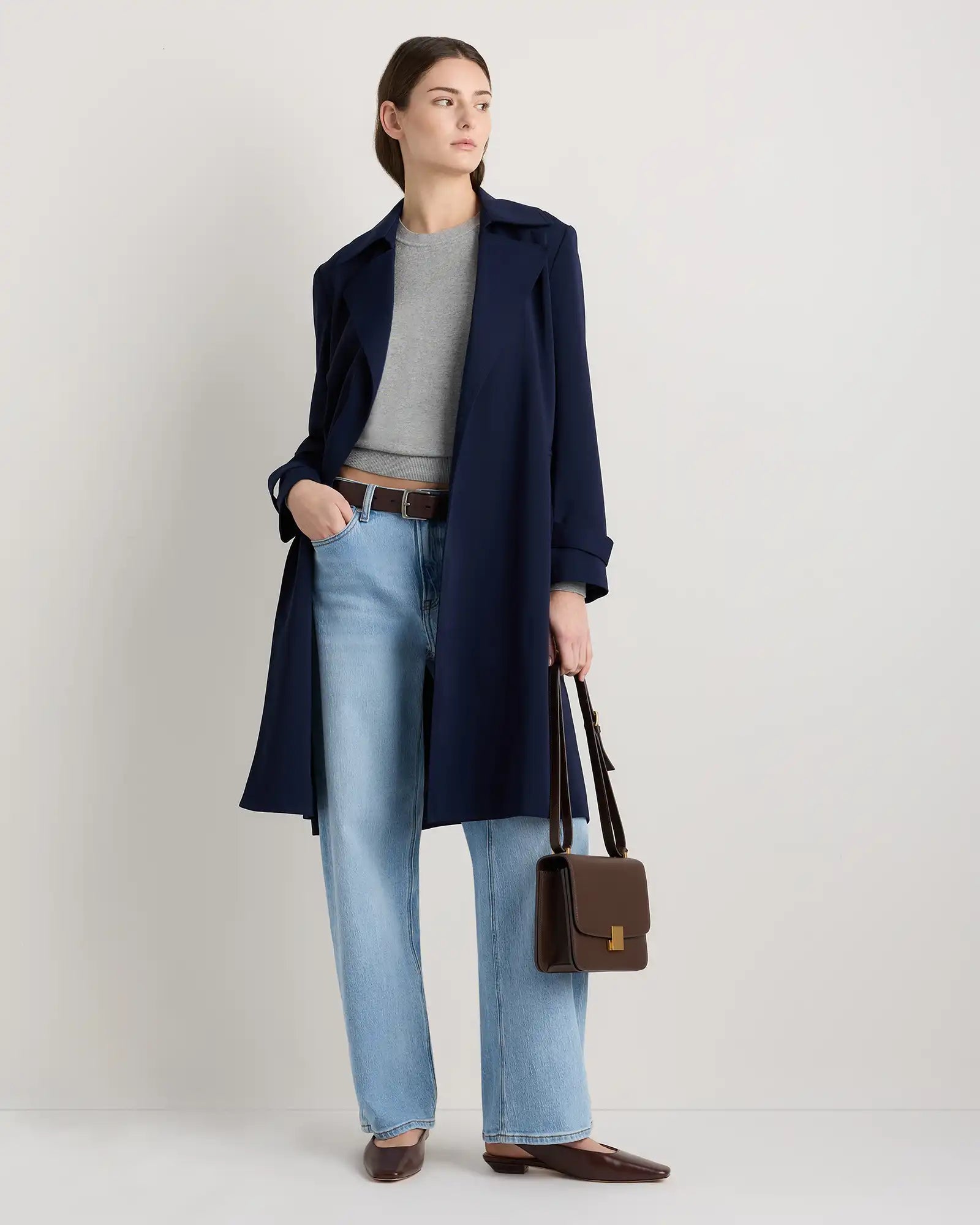 Stretch Crepe Trench Coat