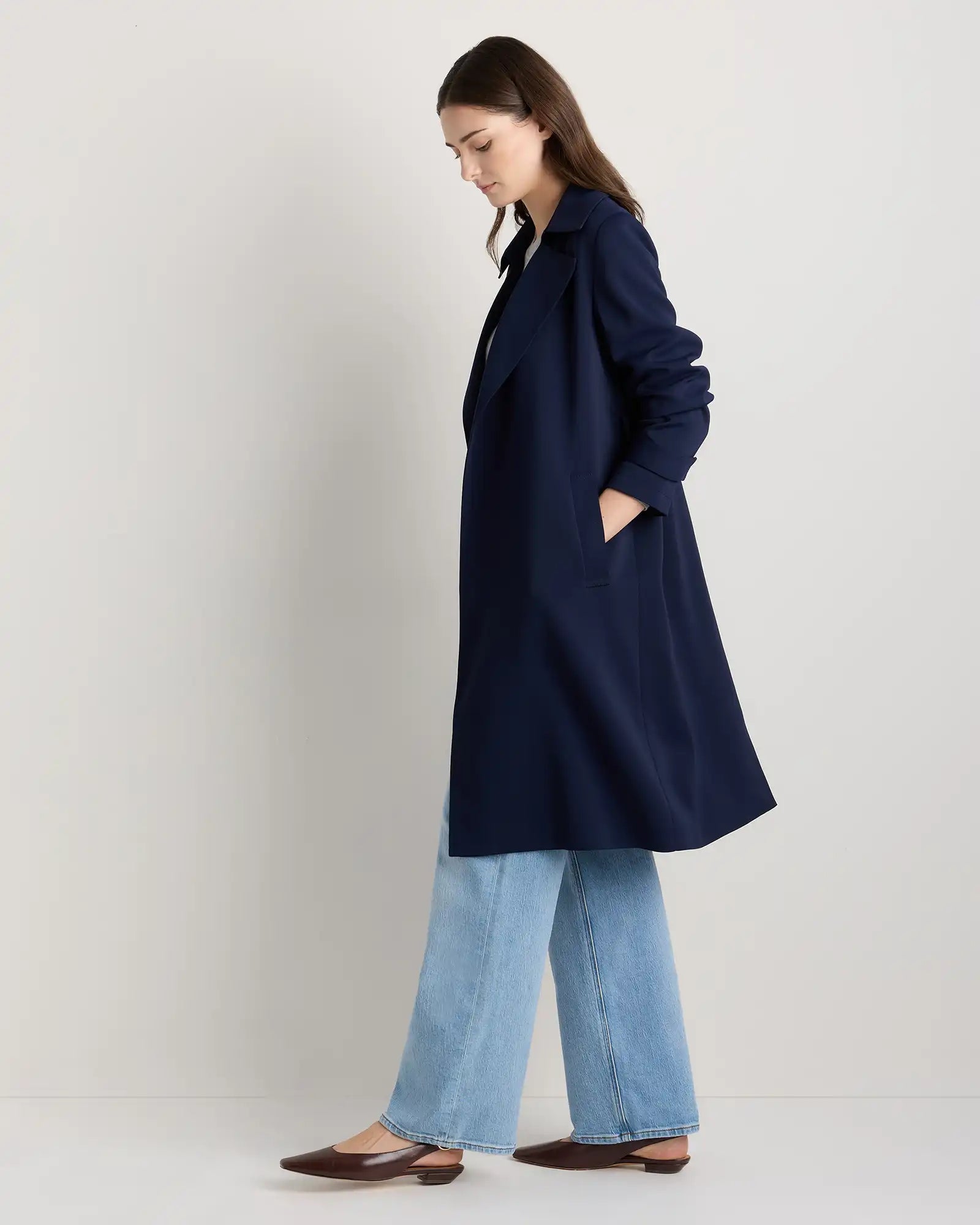 Stretch Crepe Trench Coat