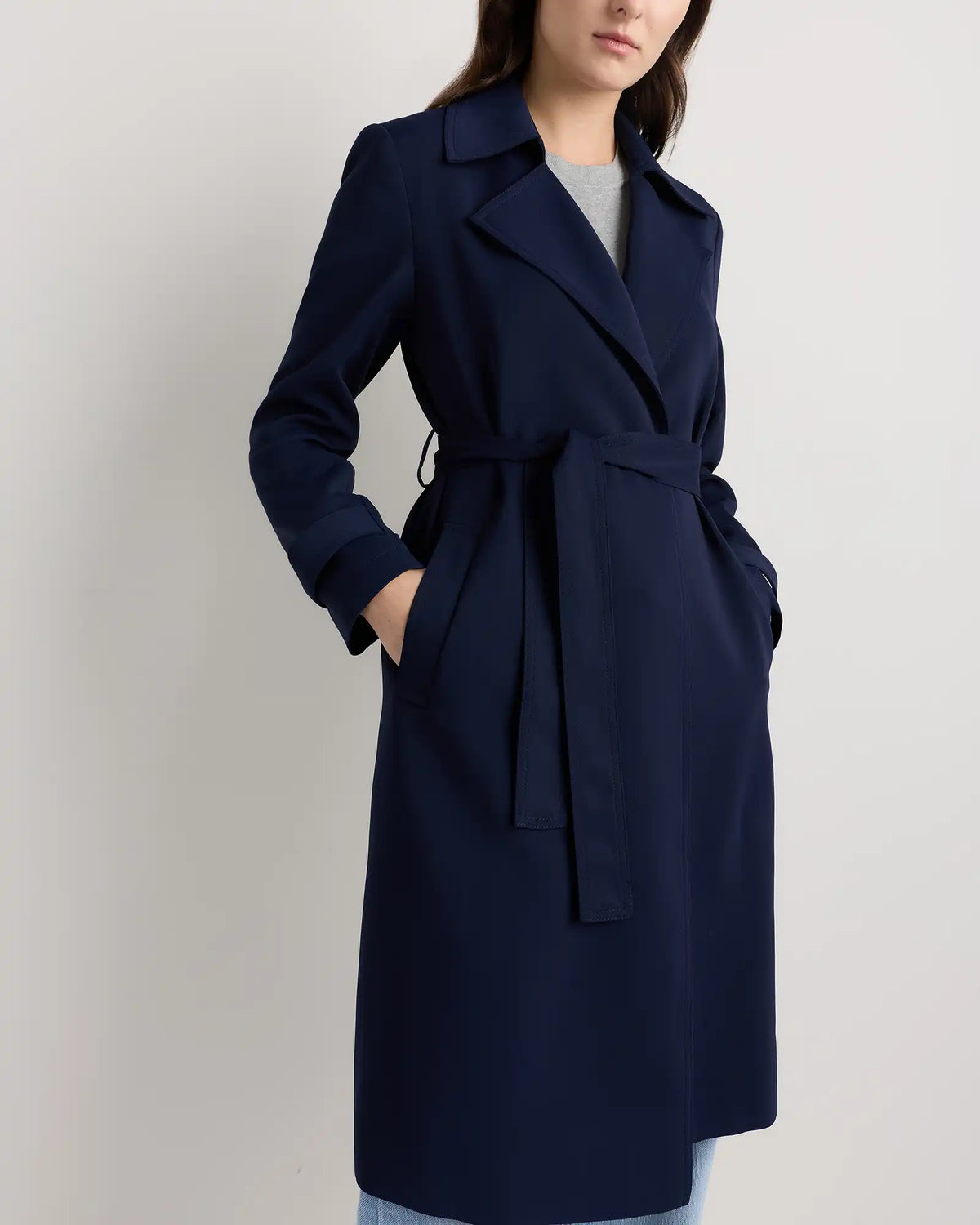 Stretch Crepe Trench Coat