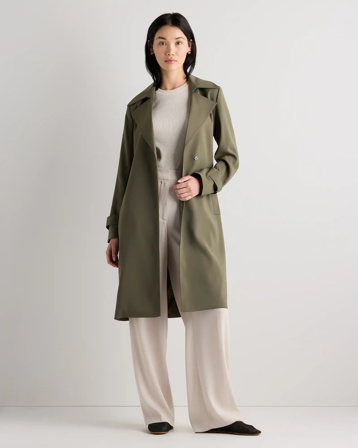 Stretch Crepe Trench Coat