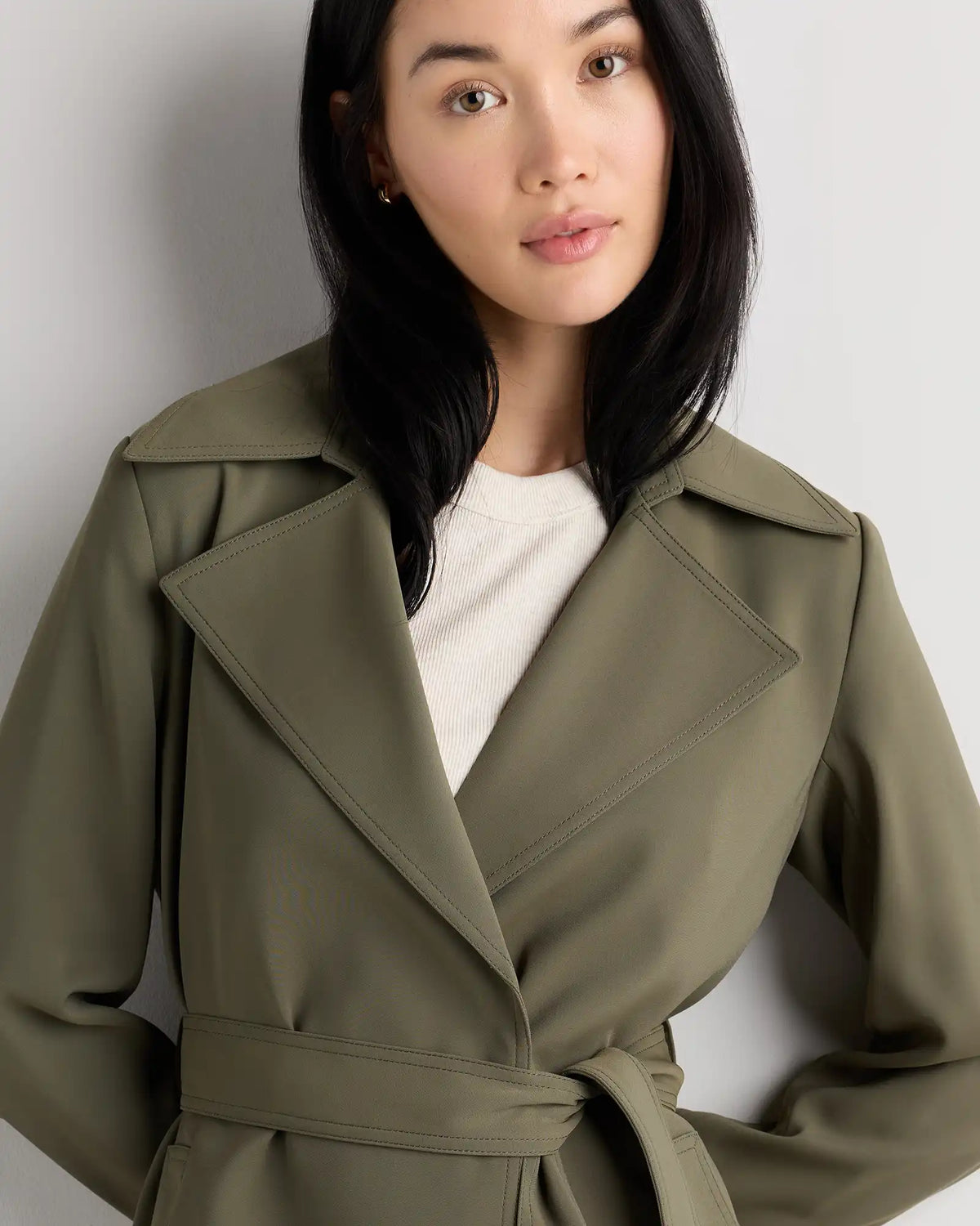 Stretch Crepe Trench Coat