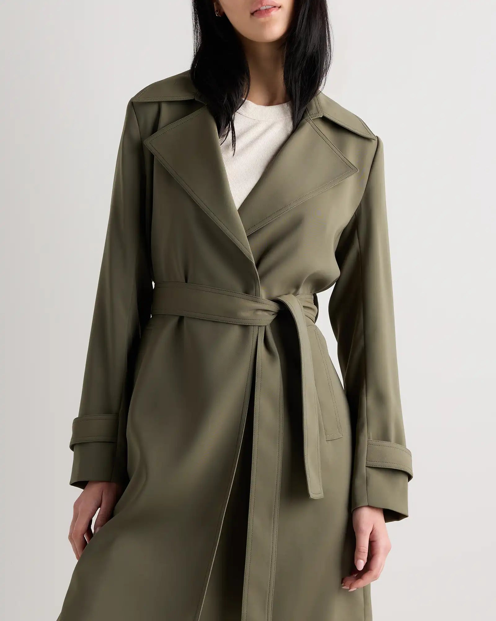 Stretch Crepe Trench Coat